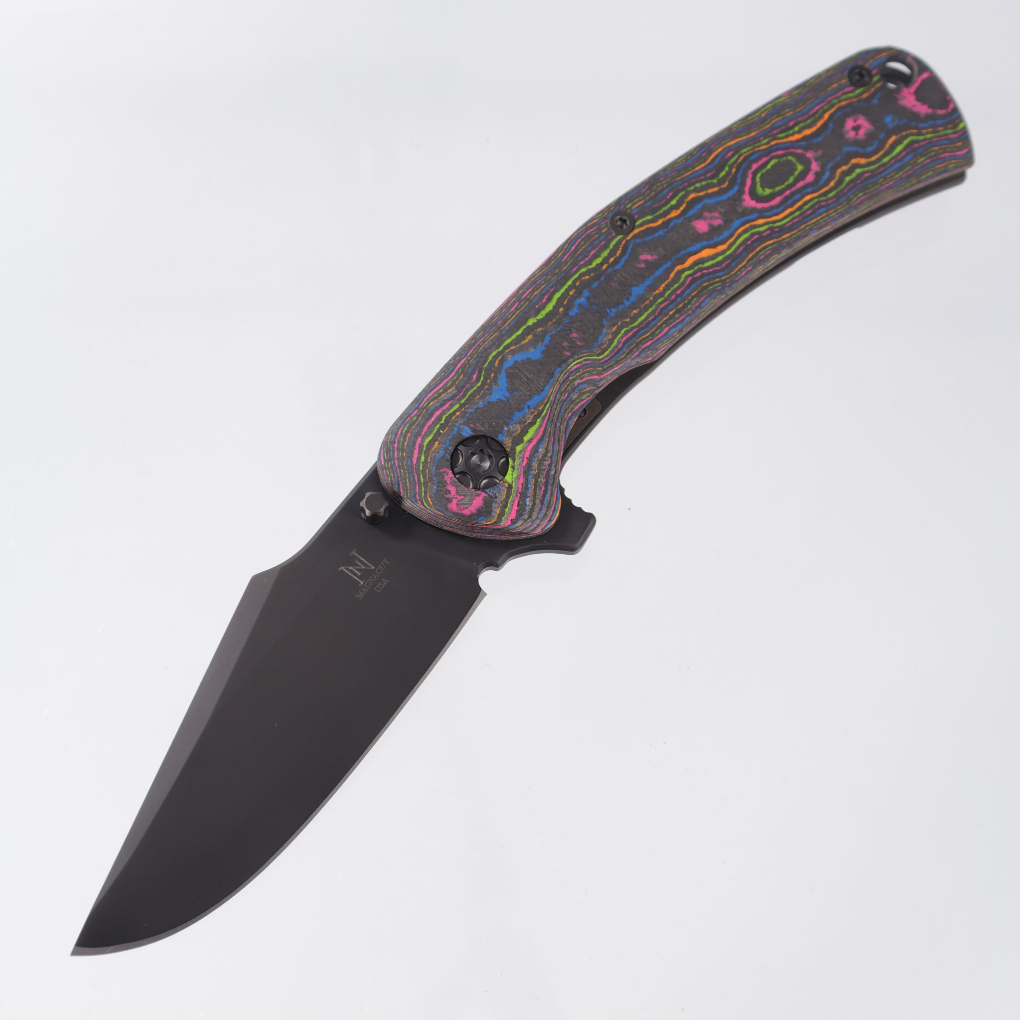 Nicholas Nichols Knives Guppy 3.5 - 80s Camo Carbon w/ Ported DLC Titanium Lockside - DLC Magnacut - BROP Exclusive