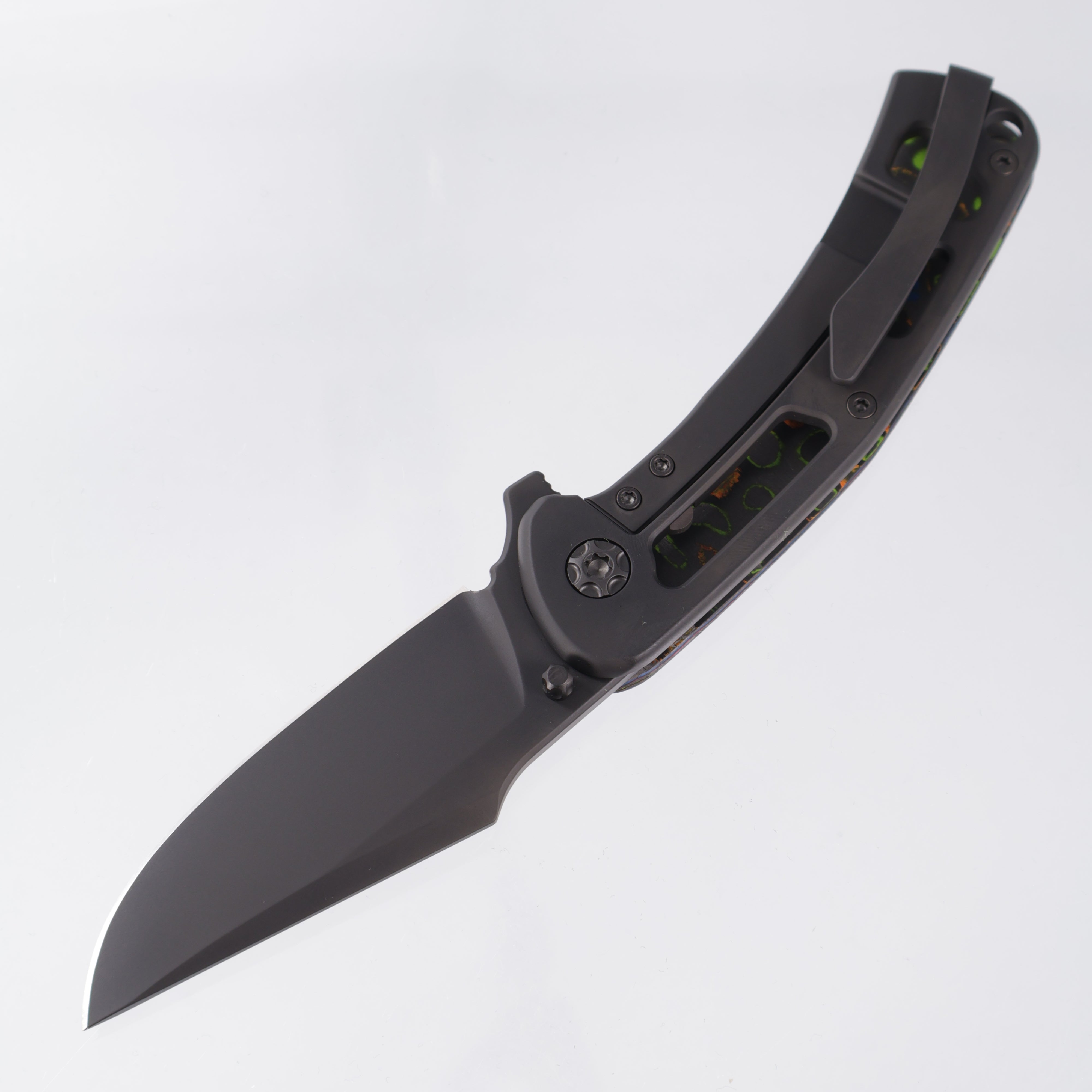Nicholas Nichols Knives Guppy 3.5 - 80s Camo Carbon w/ Ported DLC Titanium Lockside - DLC Magnacut - BROP Exclusive