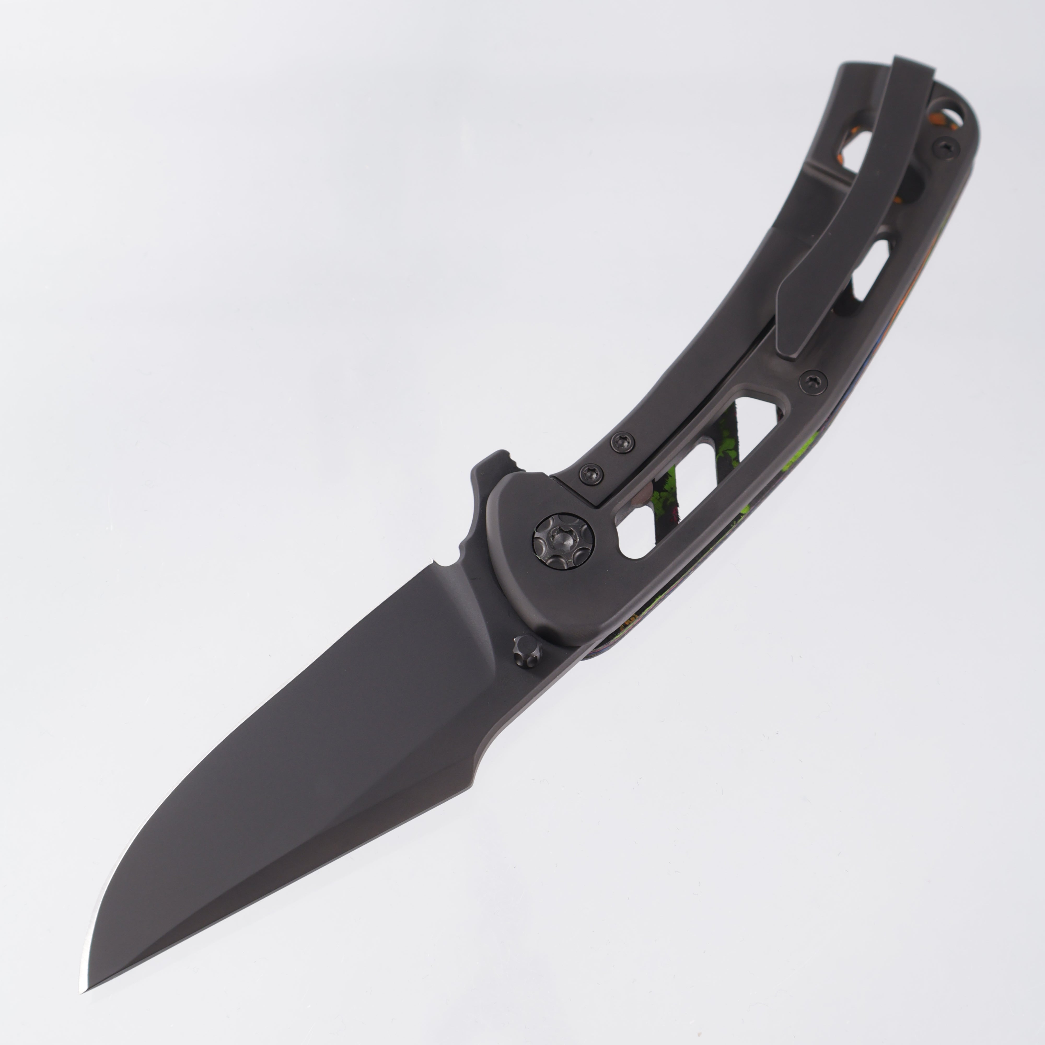 Nicholas Nichols Knives Guppy 3.5 - Slotted 80s Camo Carbon w/ Ported DLC Titanium Lockside - DLC Magnacut - BROP Exclusive