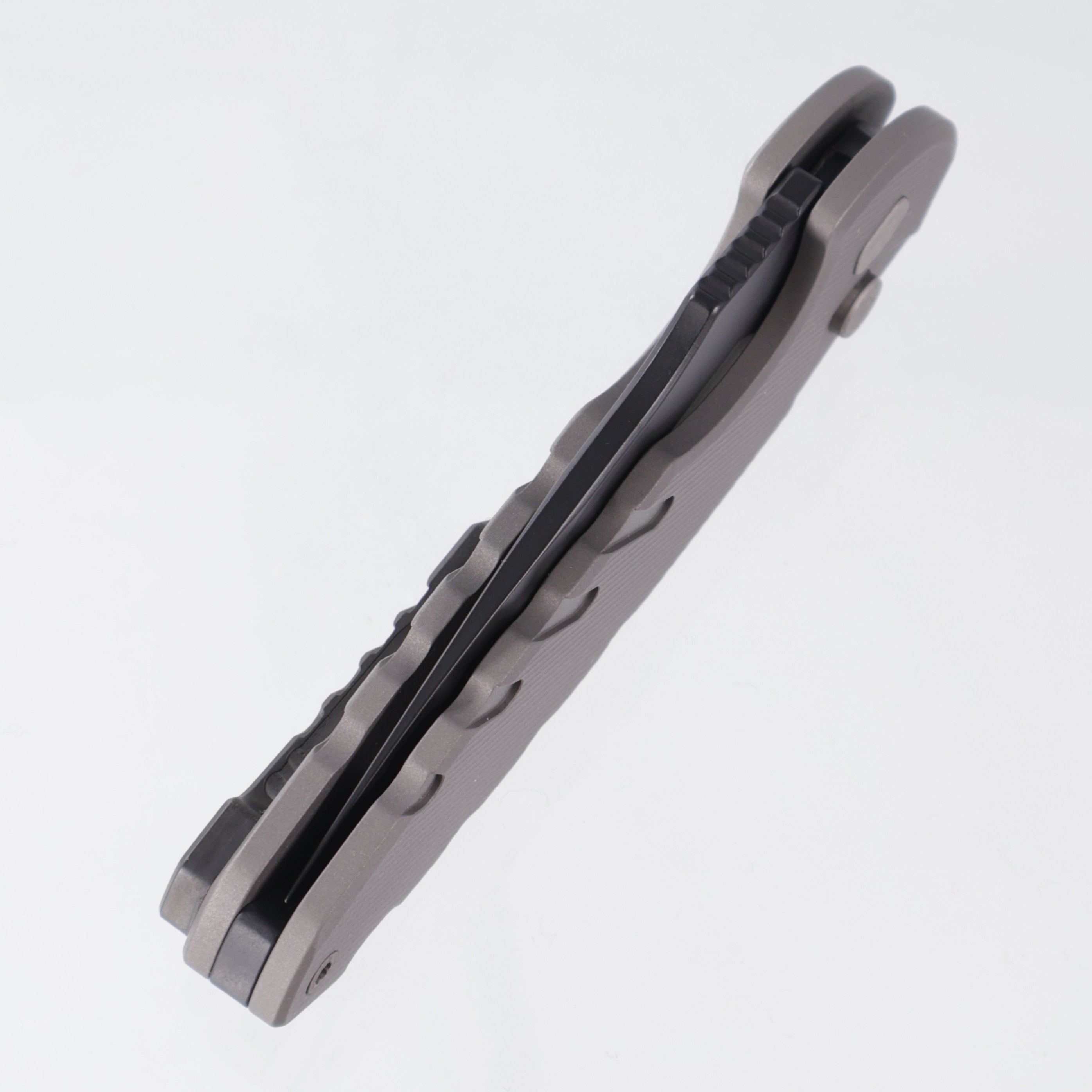 Blackside Customs Bad Idea Auto - Grey Matter Titanium Handle - Triple Black Magnacut - Titanium Hardware & Clip - BSC-F1