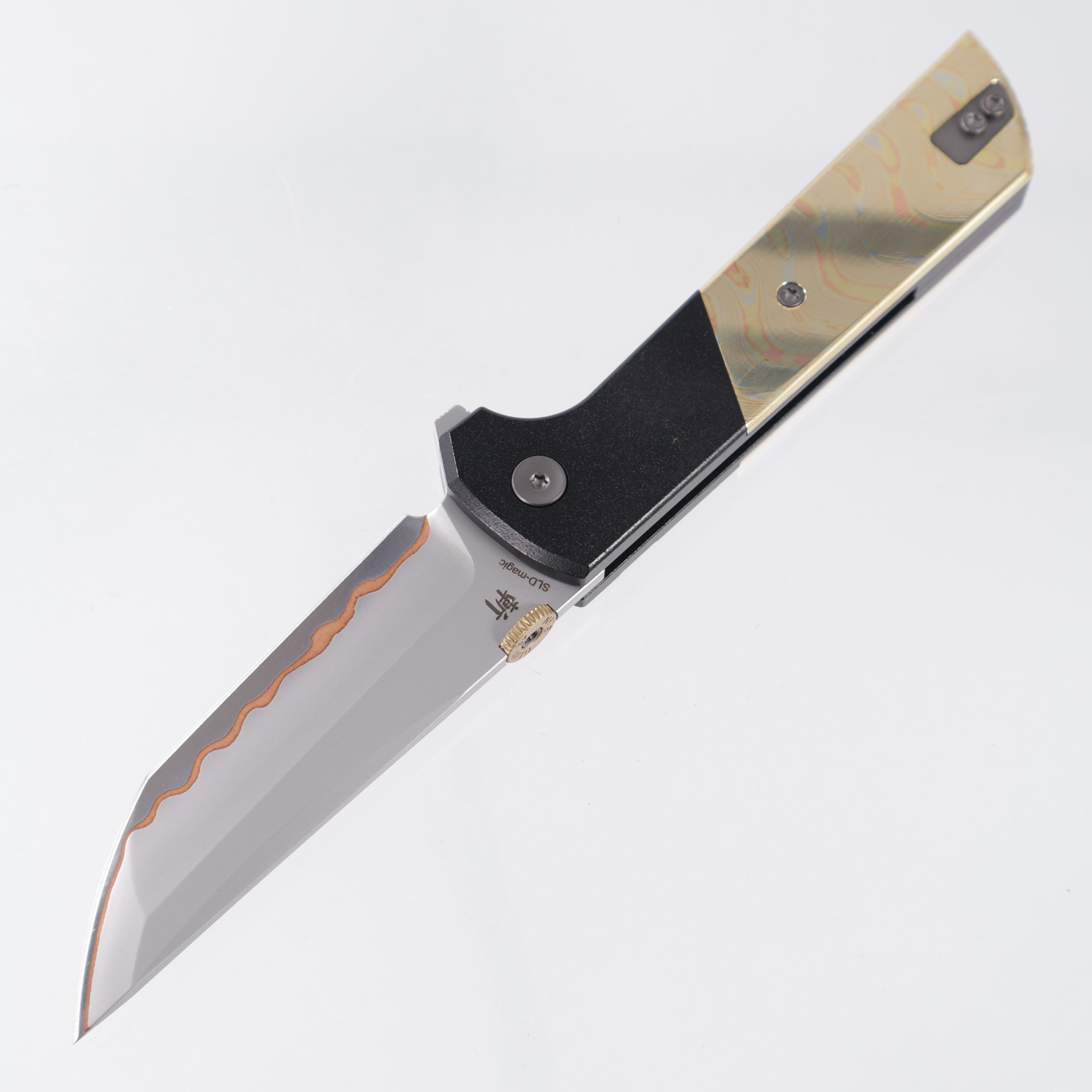 North Mountain Blade Chop 2 - Black Aluminum w/ Copper Damascus Overlays - 5 Layer Steel w/ Copper Interlay - 2407-CUDM-5