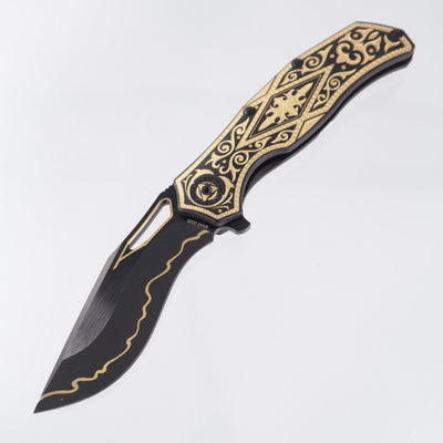 North Mountain Blade Khai Gold Nocturne - Black Titanium w/ 24K Gold Embellishments - DLC 3V w/ Gold Accents - 2532-GD-DLC