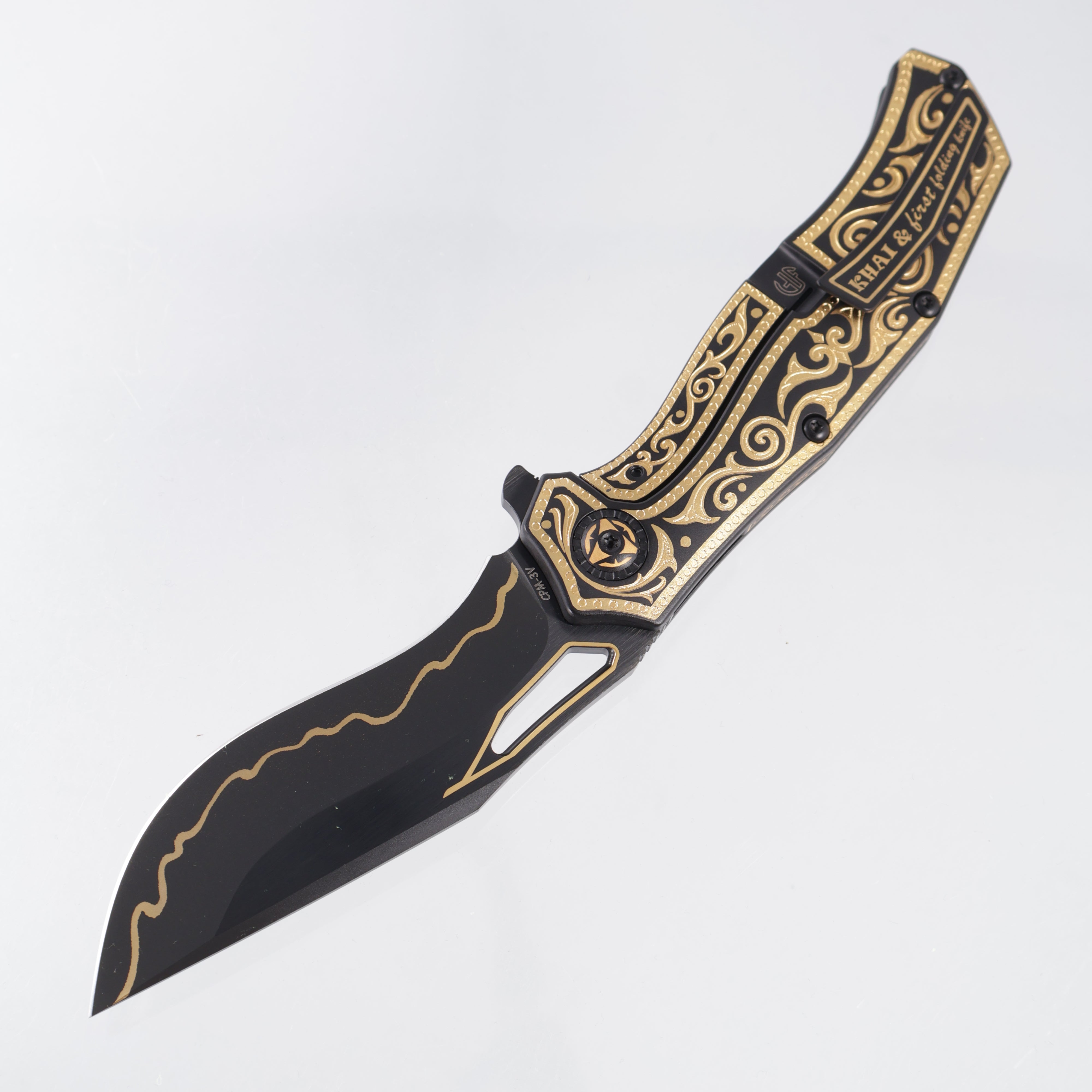 North Mountain Blade Khai Gold Nocturne - Black Titanium w/ 24K Gold Embellishments - DLC 3V w/ Gold Accents - 2532-GD-DLC