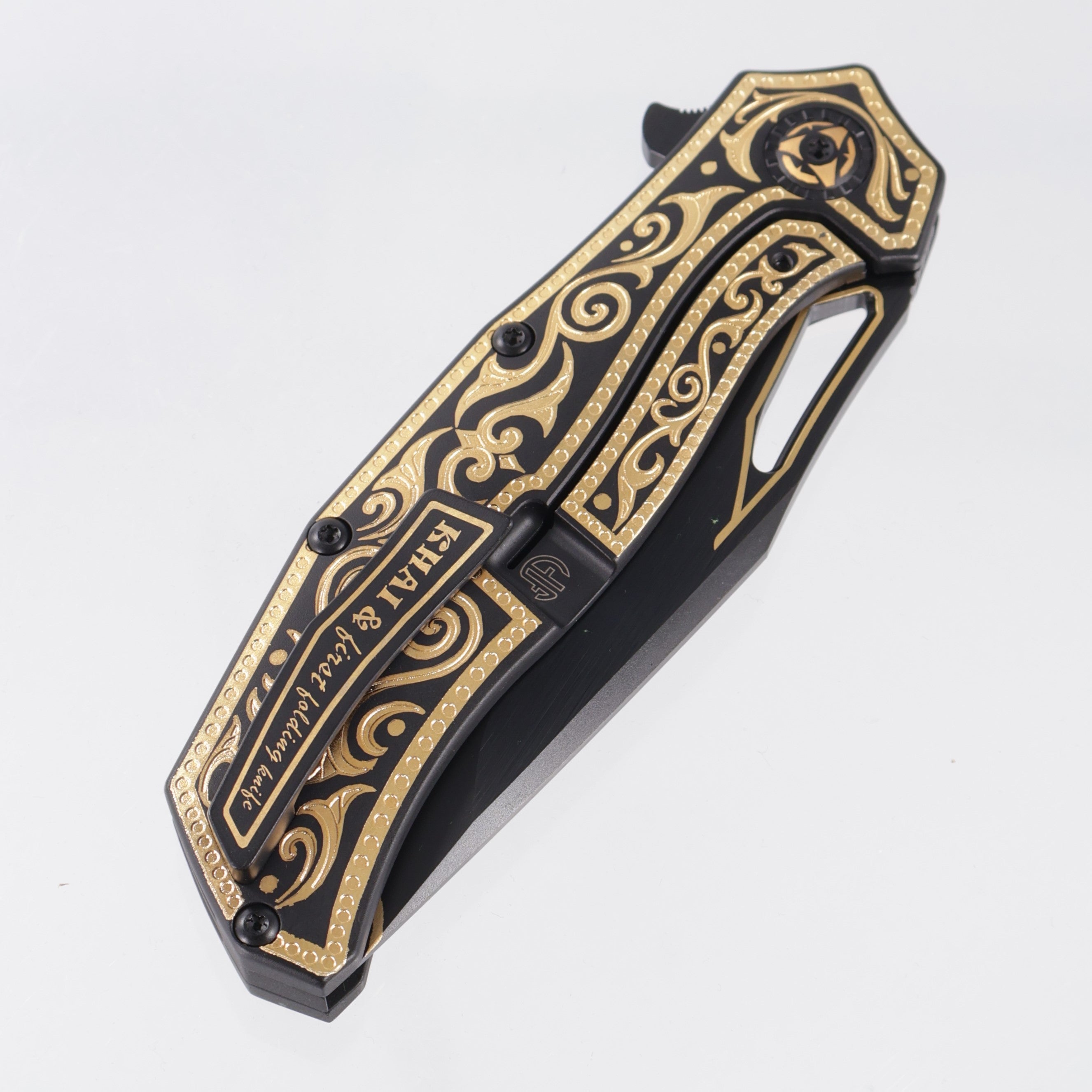 North Mountain Blade Khai Gold Nocturne - Black Titanium w/ 24K Gold Embellishments - DLC 3V w/ Gold Accents - 2532-GD-DLC