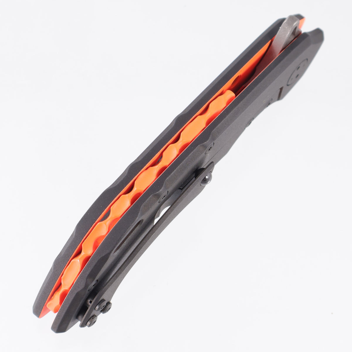 Olamic Custom Wayfarer 247 Drop Point - Halloween 26 Edition - Aphotic Black/Orange Gunkote Titanium w/ Jack O Lantern Cutout - Acid Wash M390