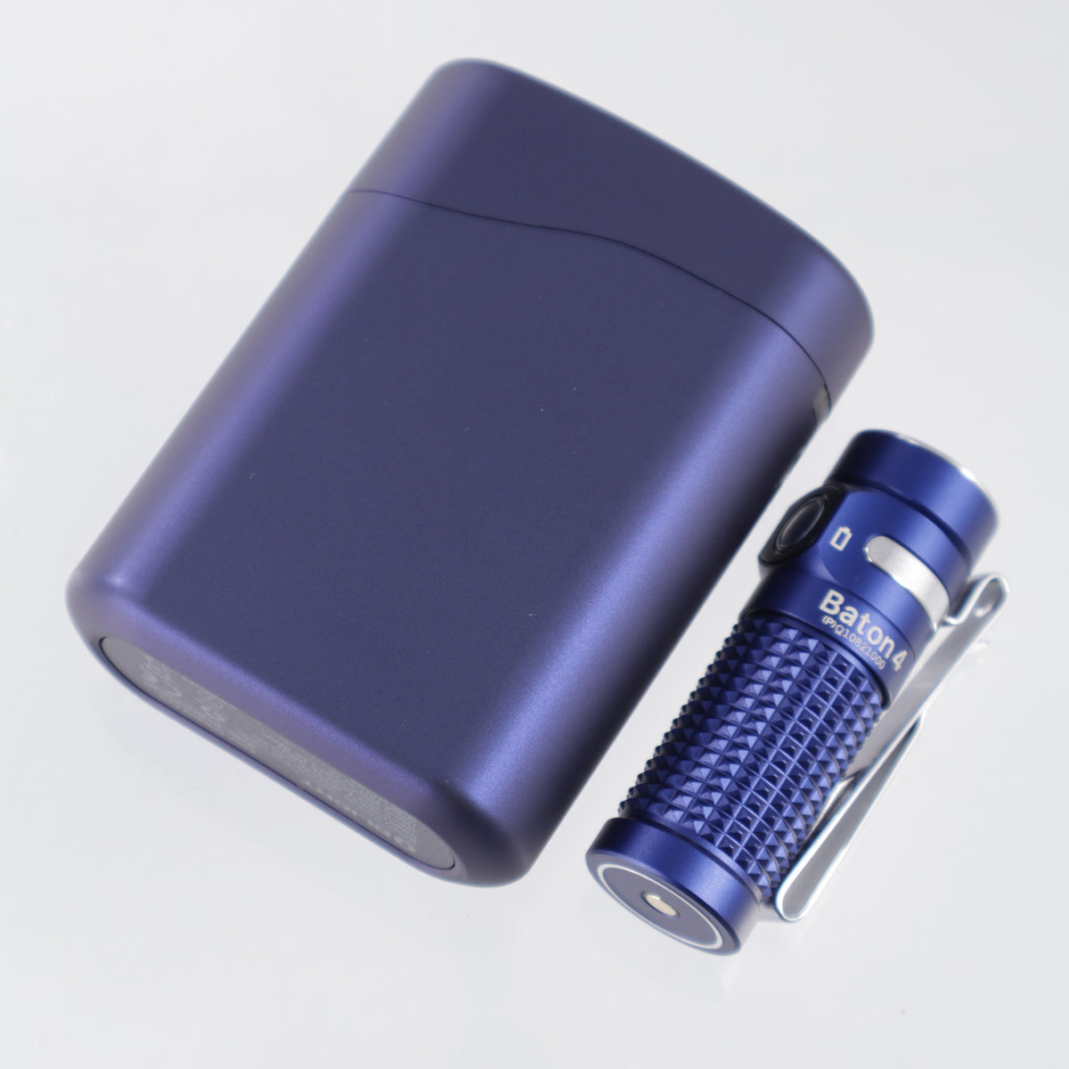 Olight Baton 4 Premium w/ Charging Case - Regal Blue Aluminum w/ Silver Accents - 1300 Lumen Max