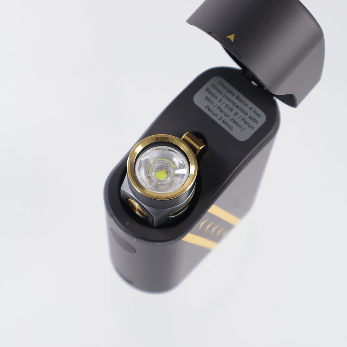 Olight Baton 4 Premium w/ Charging Case - Fighter Pilot Aluminum w/ Gold Accents - 1300 Lumen Max