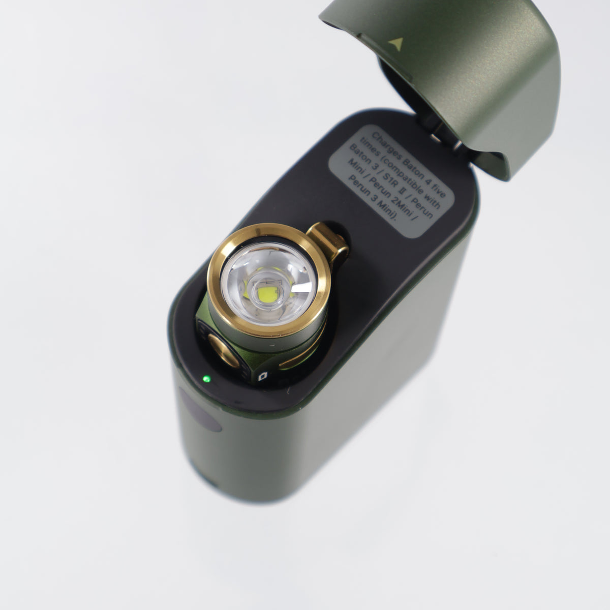 Olight Baton 4 Premium w/ Charging Case - OD Green Aluminum w/ Gold Accents - 1300 Lumen Max