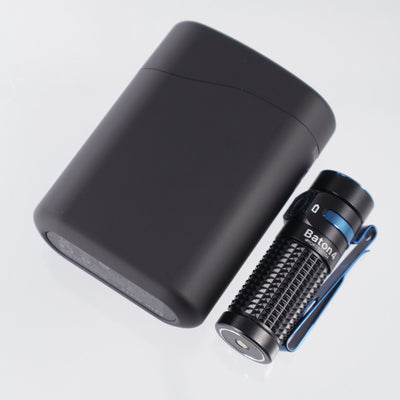 Olight Baton 4 Premium w/ Charging Case - Black Aluminum w/ Blue Accents - 1300 Lumen Max