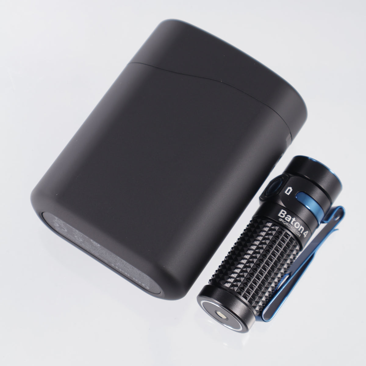 Olight Baton 4 Premium w/ Charging Case - Black Aluminum w/ Blue Accents - 1300 Lumen Max