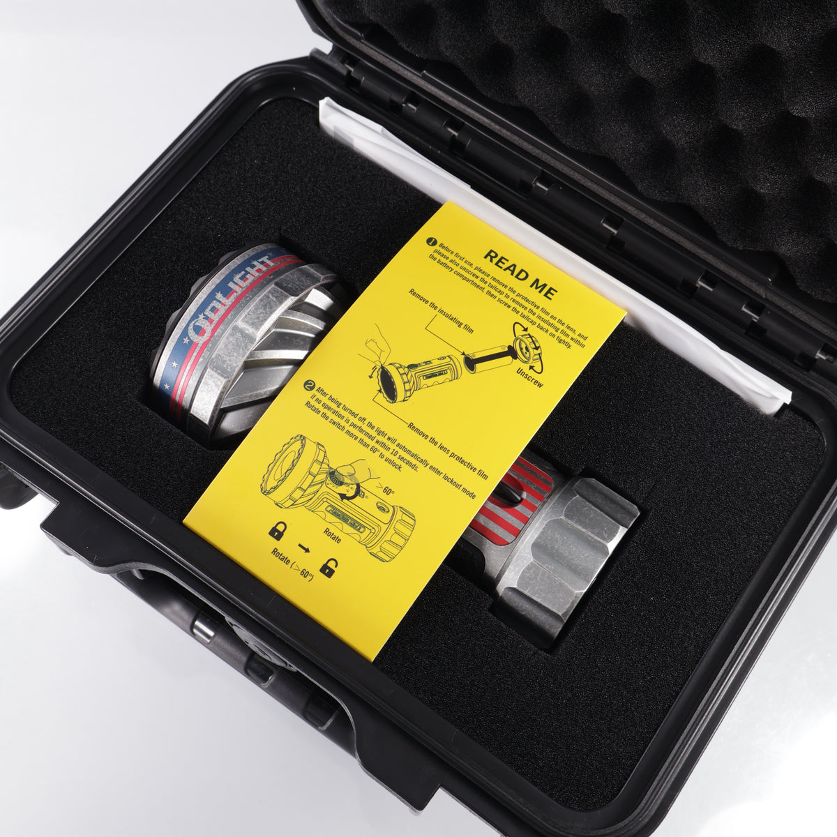 Olight Marauder Mini 2 - Stars & Stripes Aluminum - Spotlight, Flood, Combo Light, Red Light & Side Light - 10,000 Lumen Max