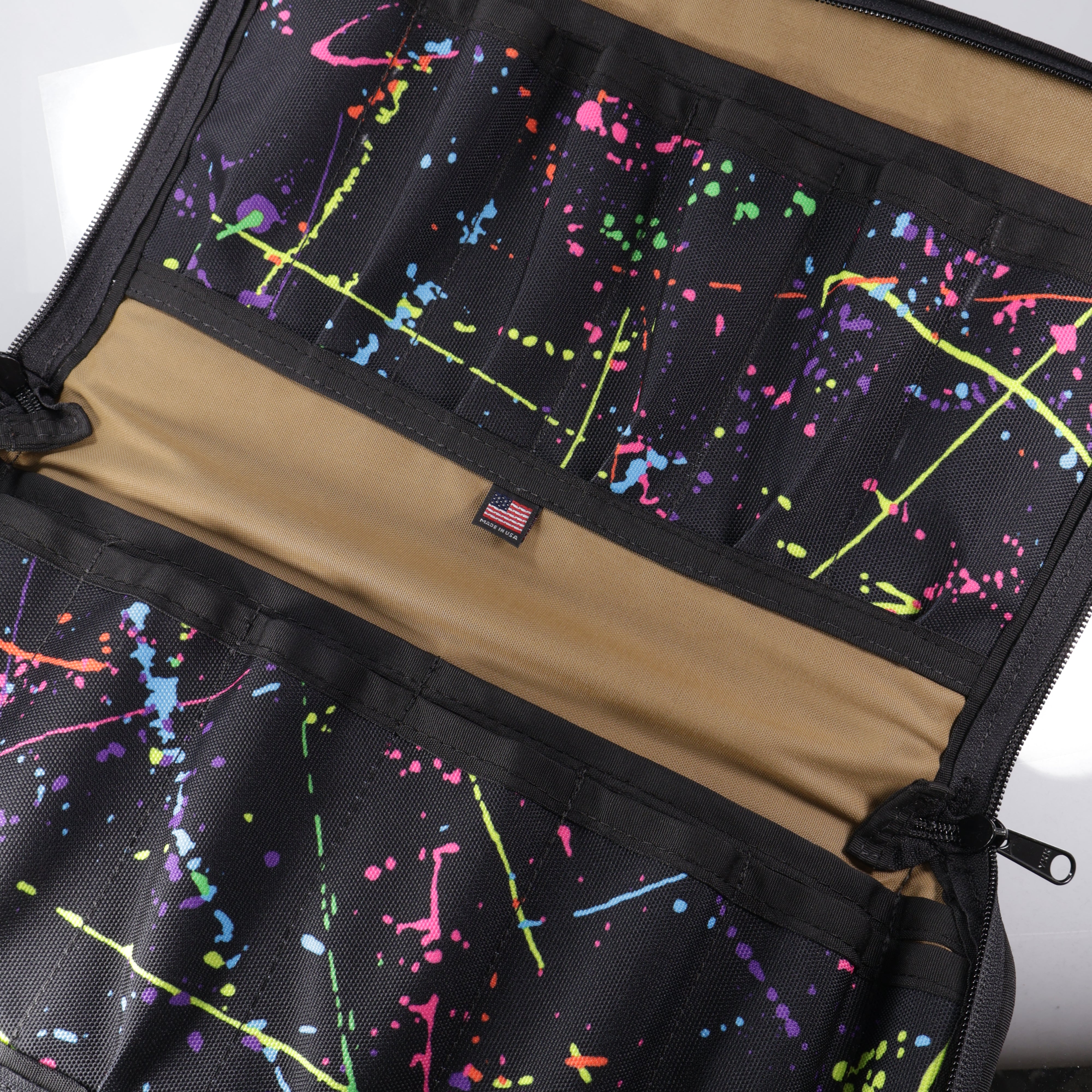 Paladin 33 12 Slot Infinity Knife Pouch - Paint Splatter 1000D Cordura w/ Paint Splatter & FDE Interior & 2" Velcro Strip - BROP Exclusive