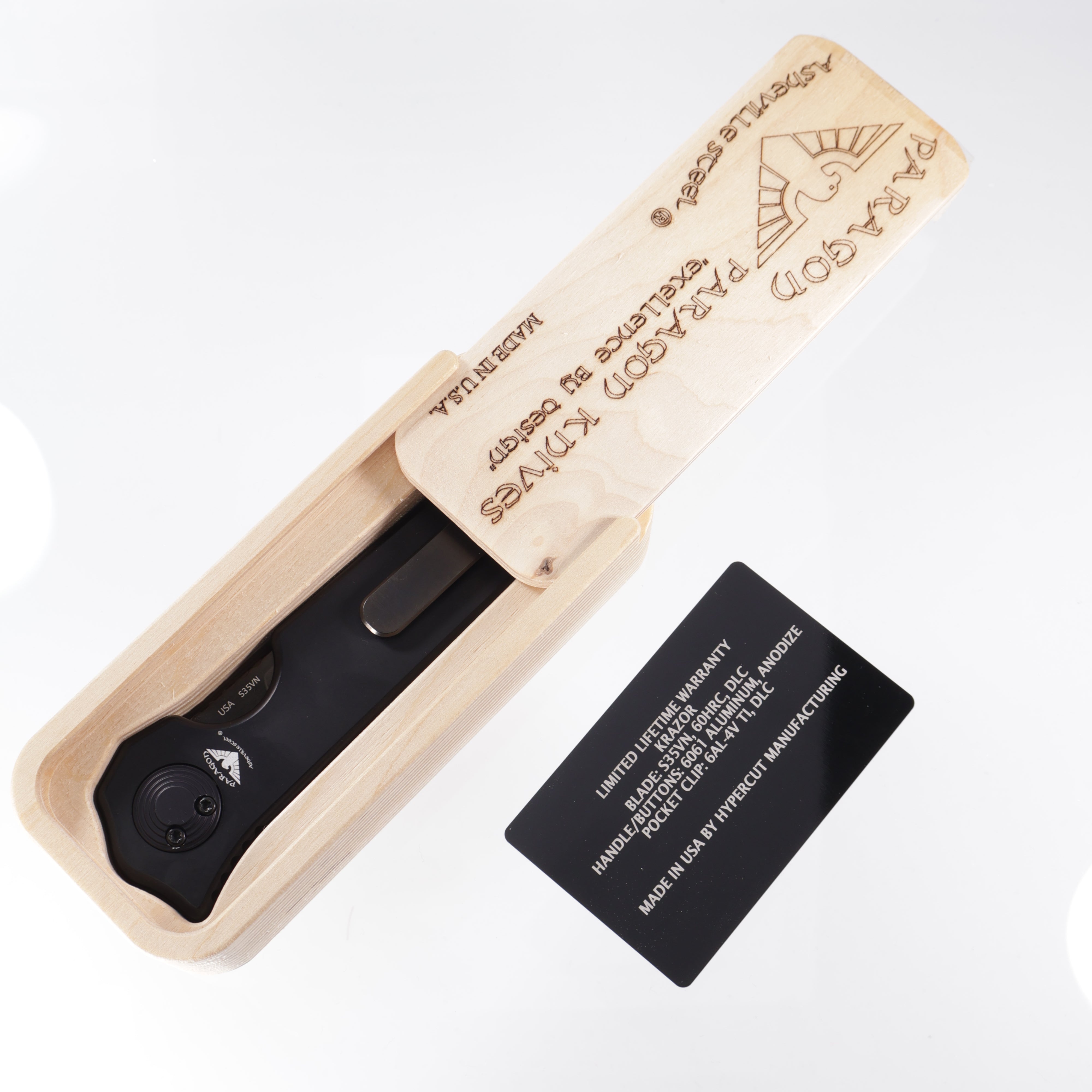 Paragon Krazor - 4" Black DLC s35vn, Black Aluminum Handle