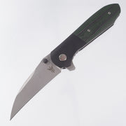Parthenay Knives Grimoire #008 - Blackened Titanium w/ Green & Black Camo Quartz Scale & Black Lip Pearl Pivot - Stonewash CTS-XHP