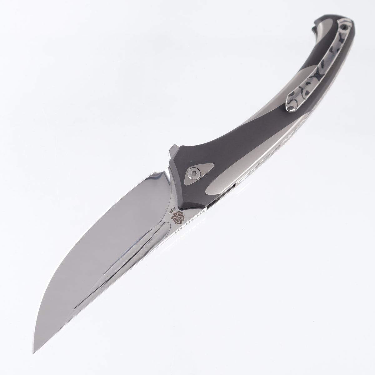 Poikilo Orca Midtech 2 - Titanium w/ Blackened Titanium Overlay & Ghost ZircuTi Accents - Mirror Stonewash M398