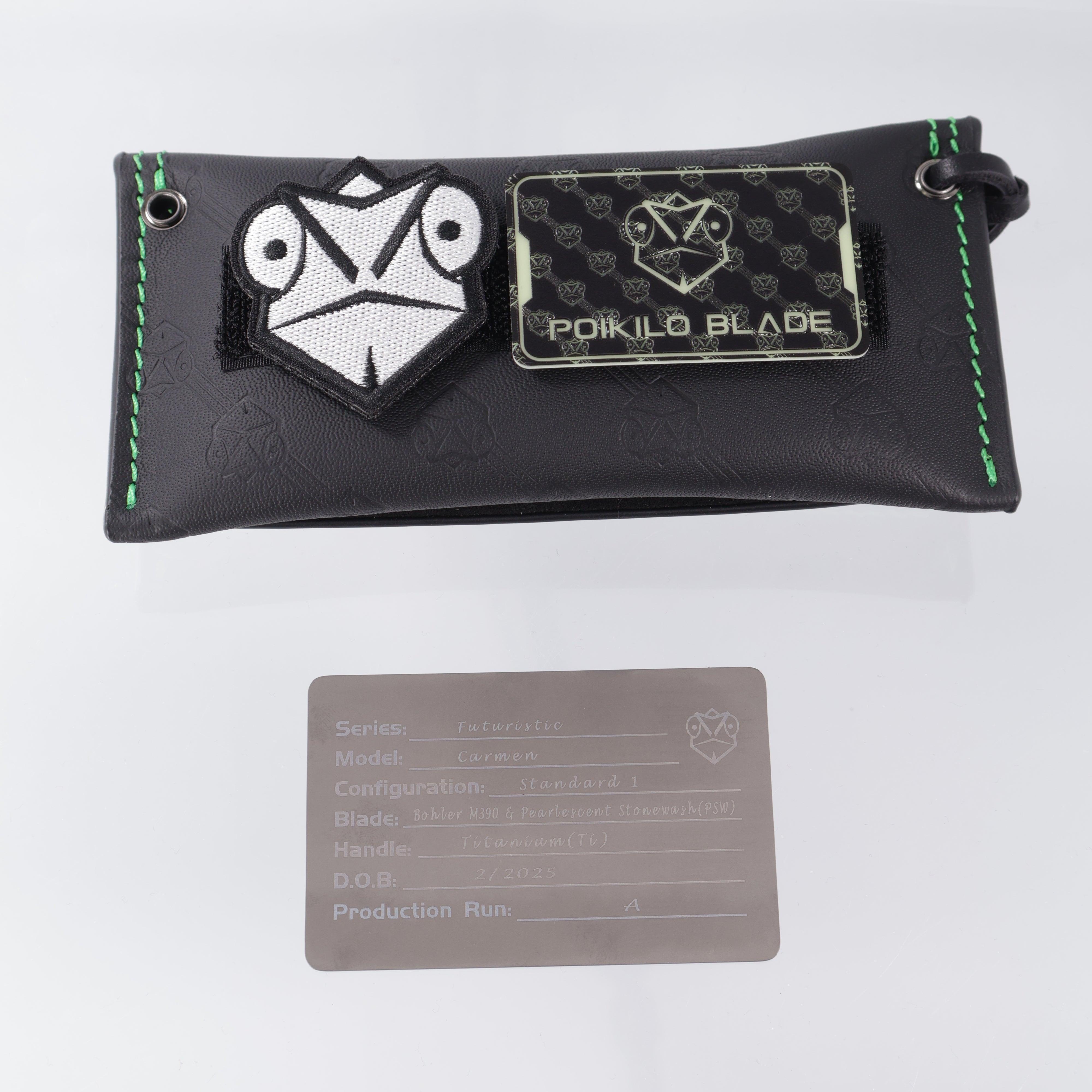 Poikilo Carmen - Pearlescent Stonewash, Recurved Tanto M398 - Stonewash Titanium - S1