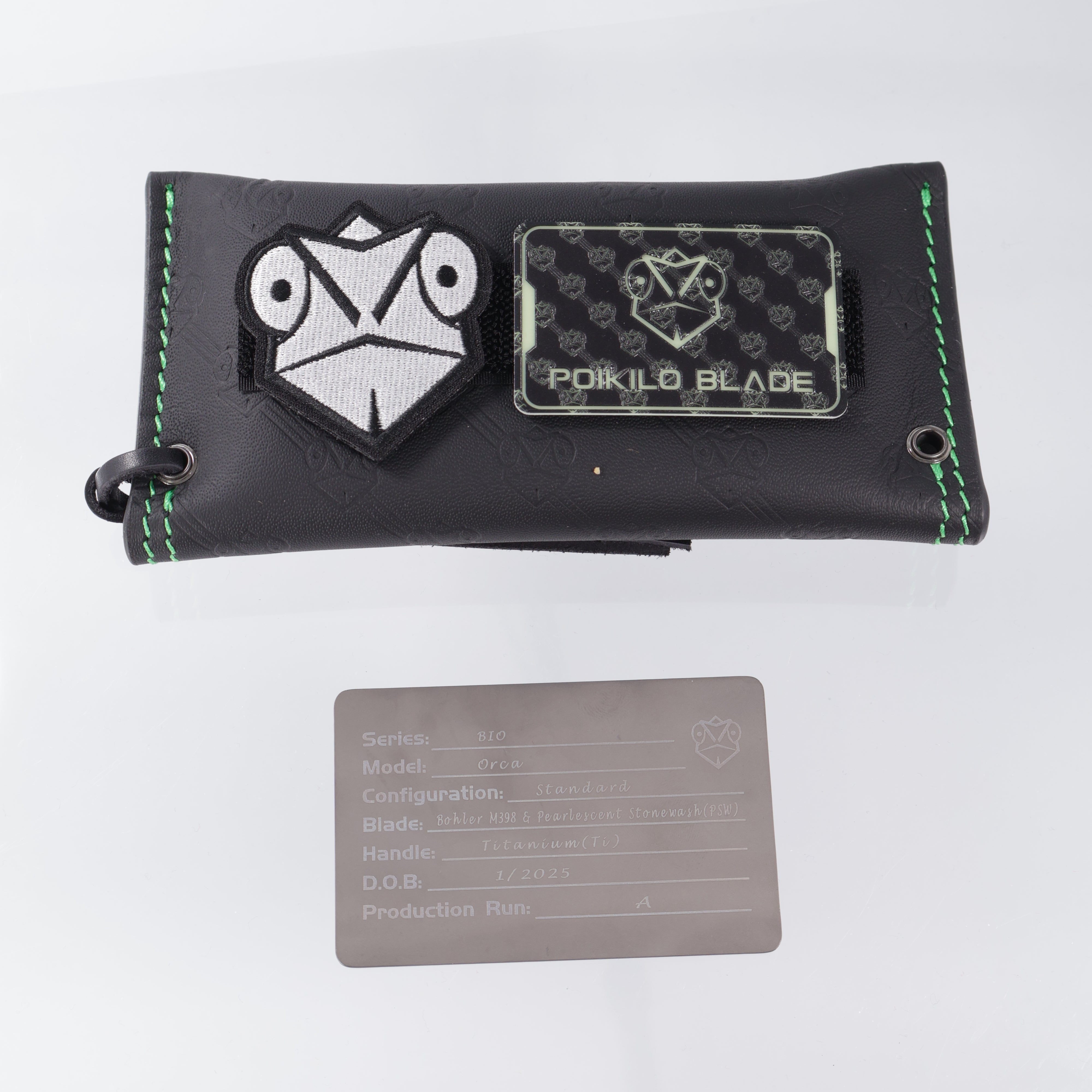 Poikilo Orca - Pearlescent Stonewash M398 - Ti & Blackened Ti Coated Handle - S