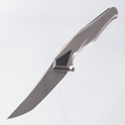 Poikilo Rhino - Pearlescent Stonewash M398 - Ti & Blackened Ti Coated Handle - PKB S2