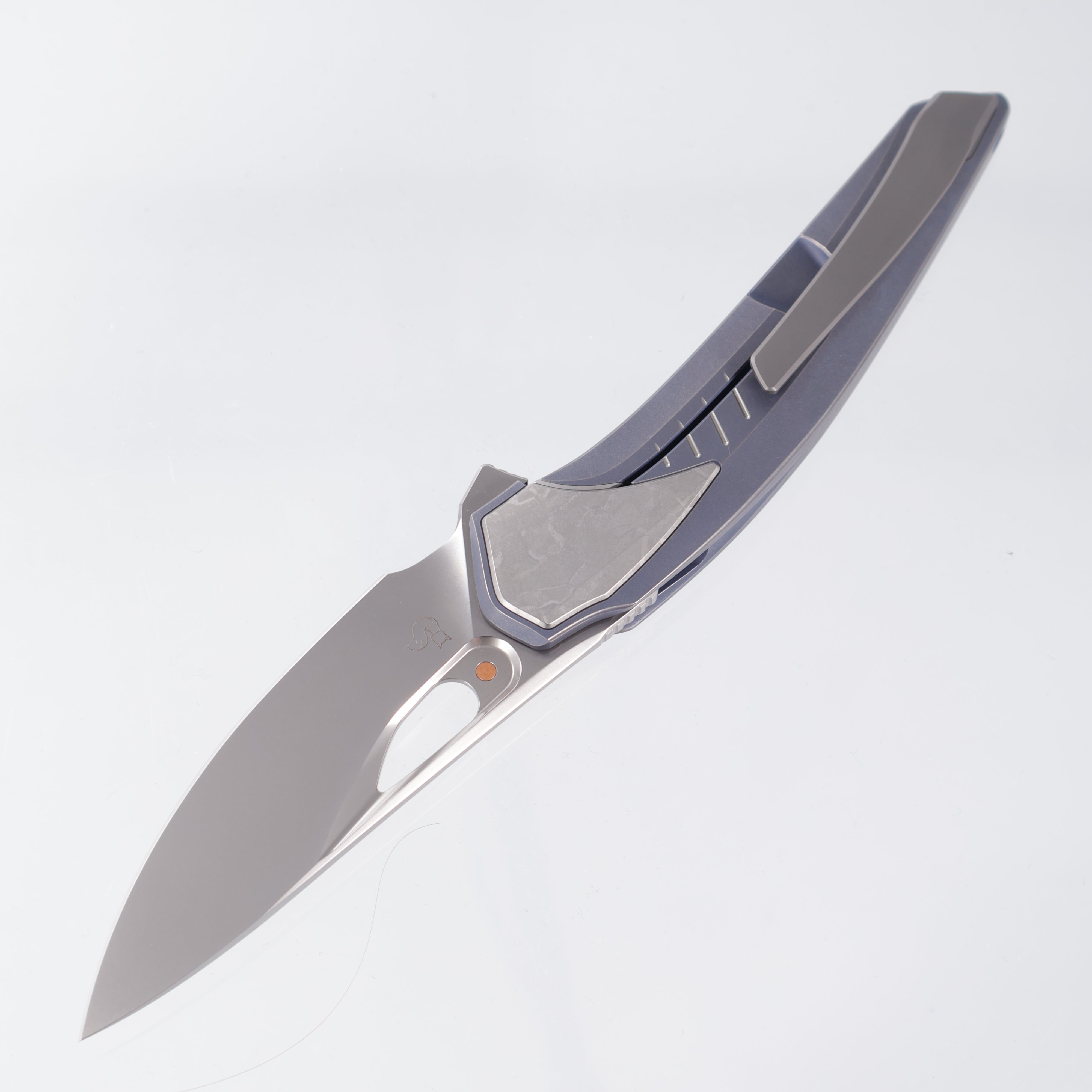 Poikilo VK-Shark - Pearlescent Stonewash M398 - Blue Ti w/ Crystalized Ti Inlay - PKB S2 (VK Zame, Vulpex)