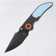 Poikilo Casque S3A - DLC Pearlescent Stonewash Titanium w/ Blue Cerakote 1 Piece Inlay & Accents + Orange Pivot Collars - DLC Pearlescent Stonewash M398