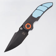 Poikilo Casque S3B - DLC Pearlescent Stonewash Titanium w/ Blue Cerakote 3 Piece Inlay & Accents + Orange Pivot Collars - DLC Pearlescent Stonewash M398