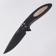 Pro-Tech Cambria 2 - Black Aluminum w/ Maple Burl Inlay & Mosaic Pin Button - DLC Magnacut - CF2103-LTD Maple