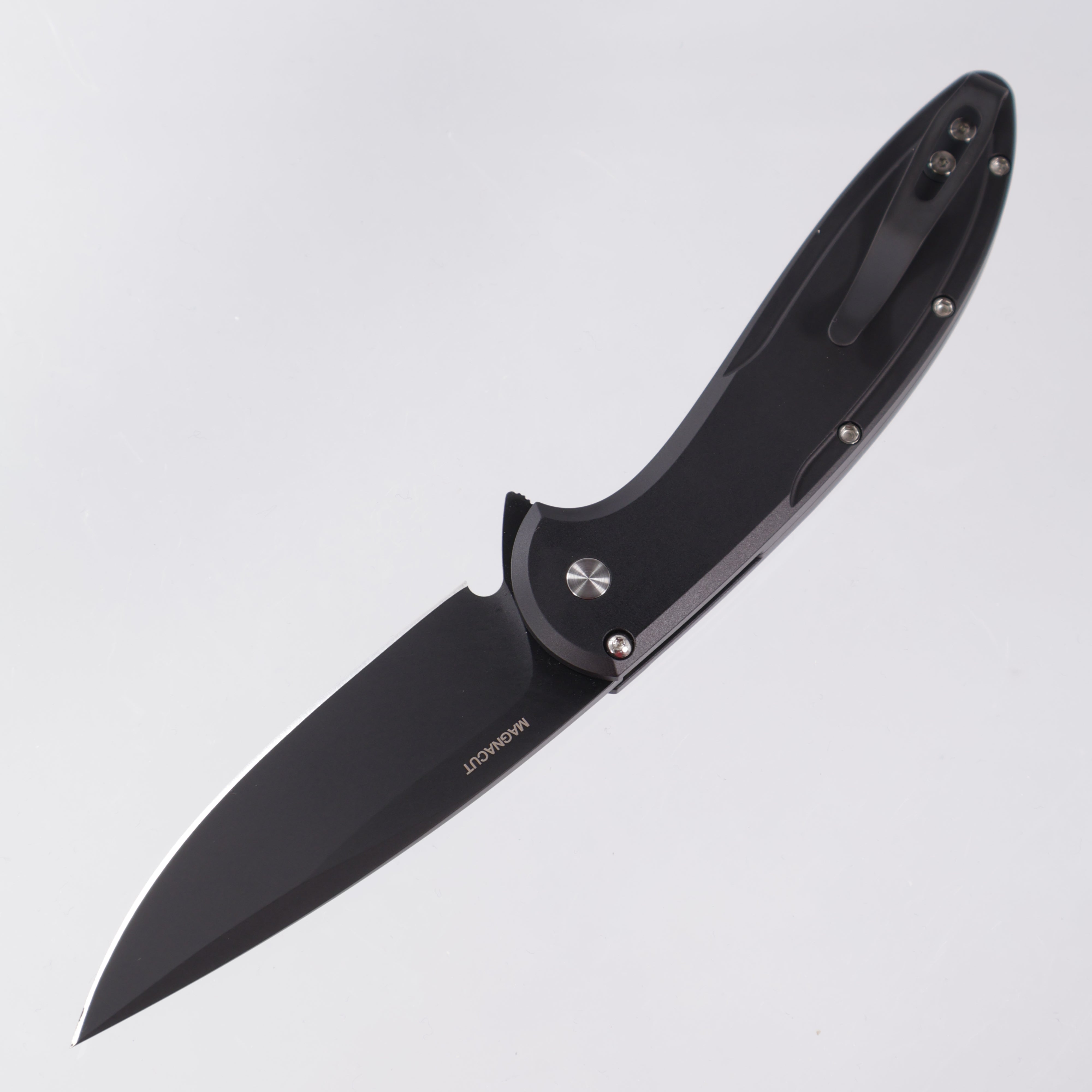 Pro-Tech Cambria 2 - Black Aluminum w/ Maple Burl Inlay & Mosaic Pin Button - DLC Magnacut - CF2103-LTD Maple