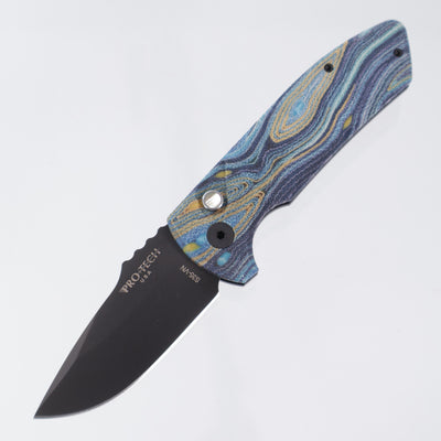 Pro-Tech SBR - G-Carta Custom "Starry Night" Top & Abalone Button - DLC S35VN - LG423-Starry Night