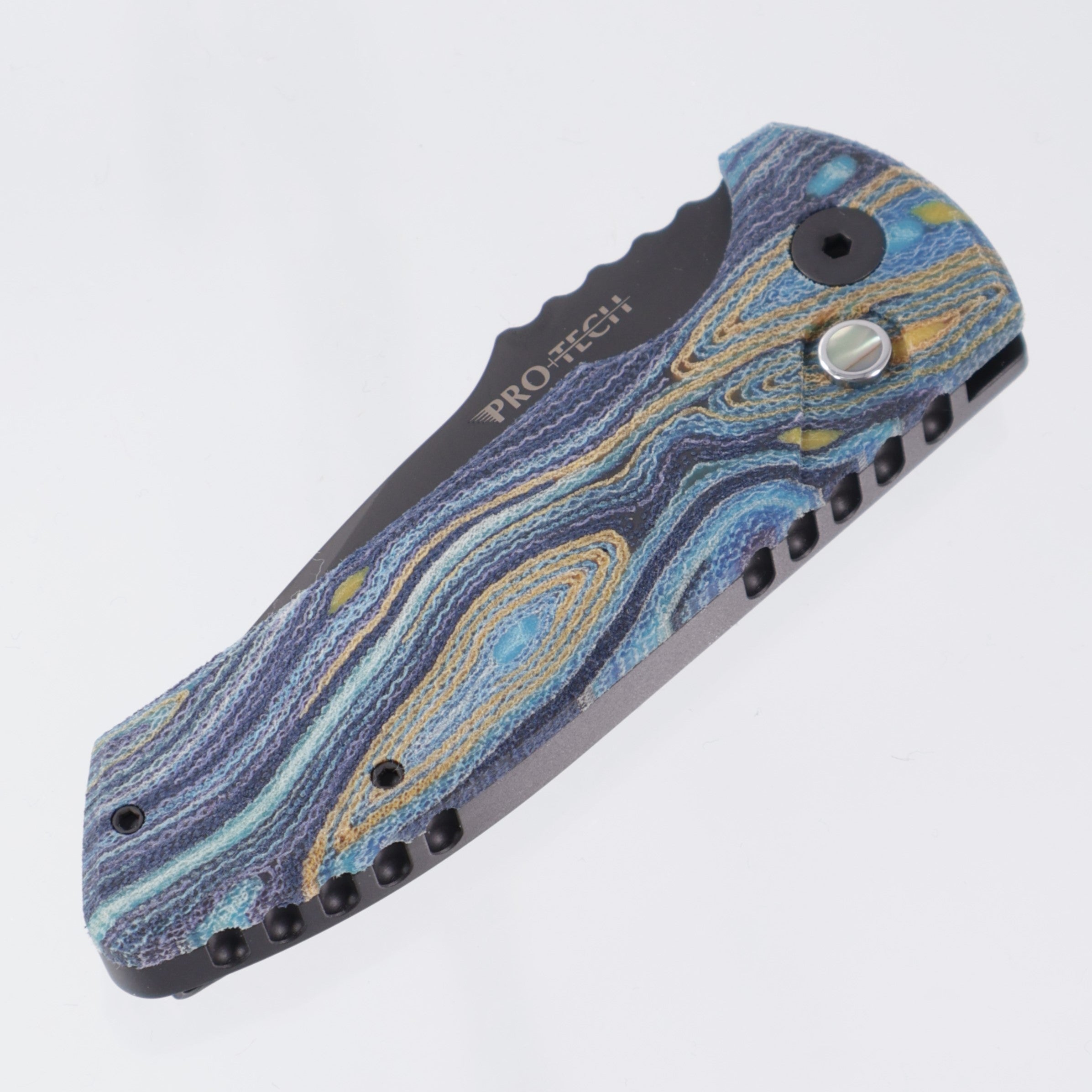 Pro-Tech SBR - G-Carta Custom "Starry Night" Top & Abalone Button - DLC S35VN - LG423-Starry Night