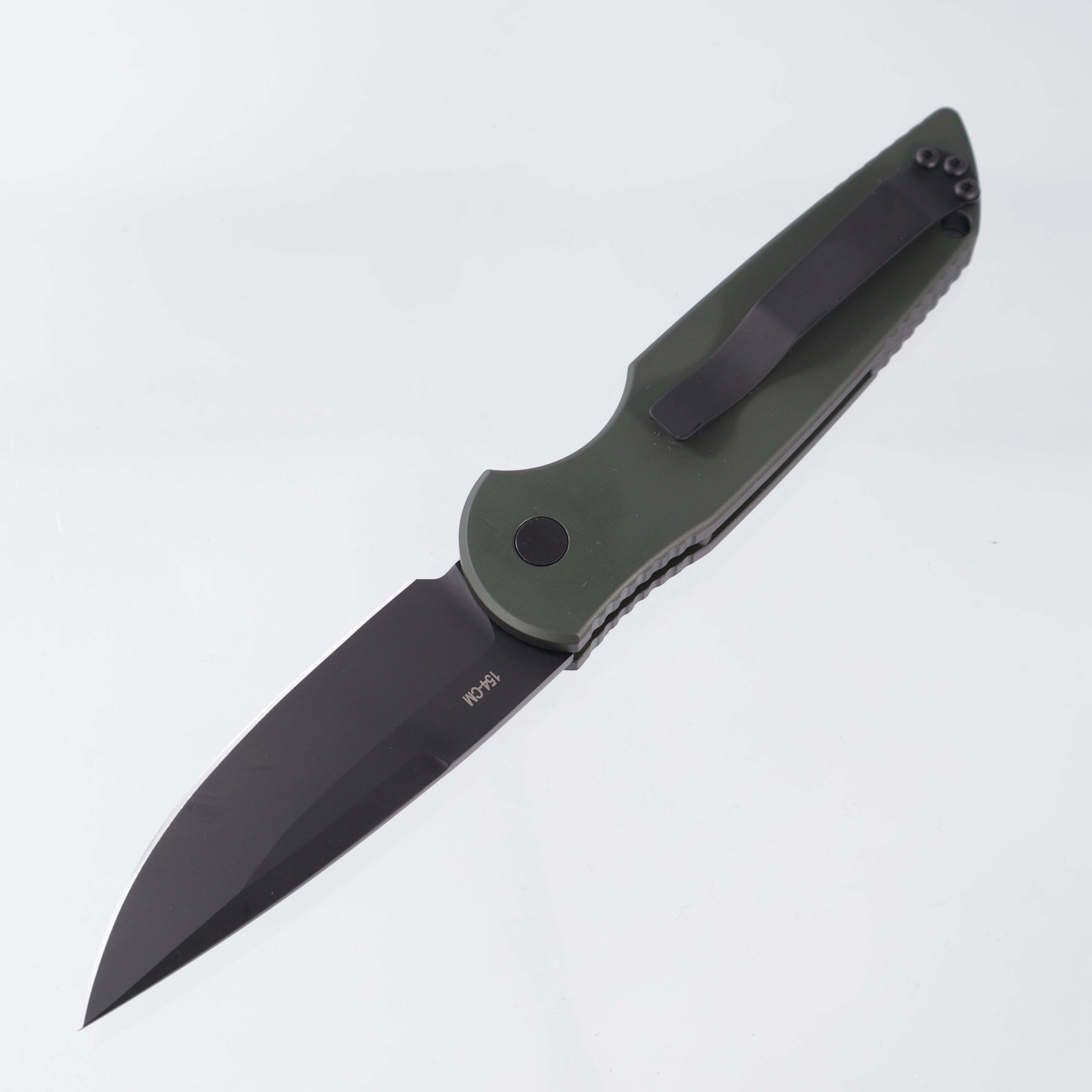 Pro-Tech TR-3 Auto - DLC 154CM - Green Aluminum w/ Grooves & Mosaic Button - SHOT26.TR3.1 (TR3)