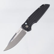 Pro-Tech TR-3 Auto - Satin 154CM - Black Aluminum w/ Grooves & Pearl Button - SHOT26.TR3.2