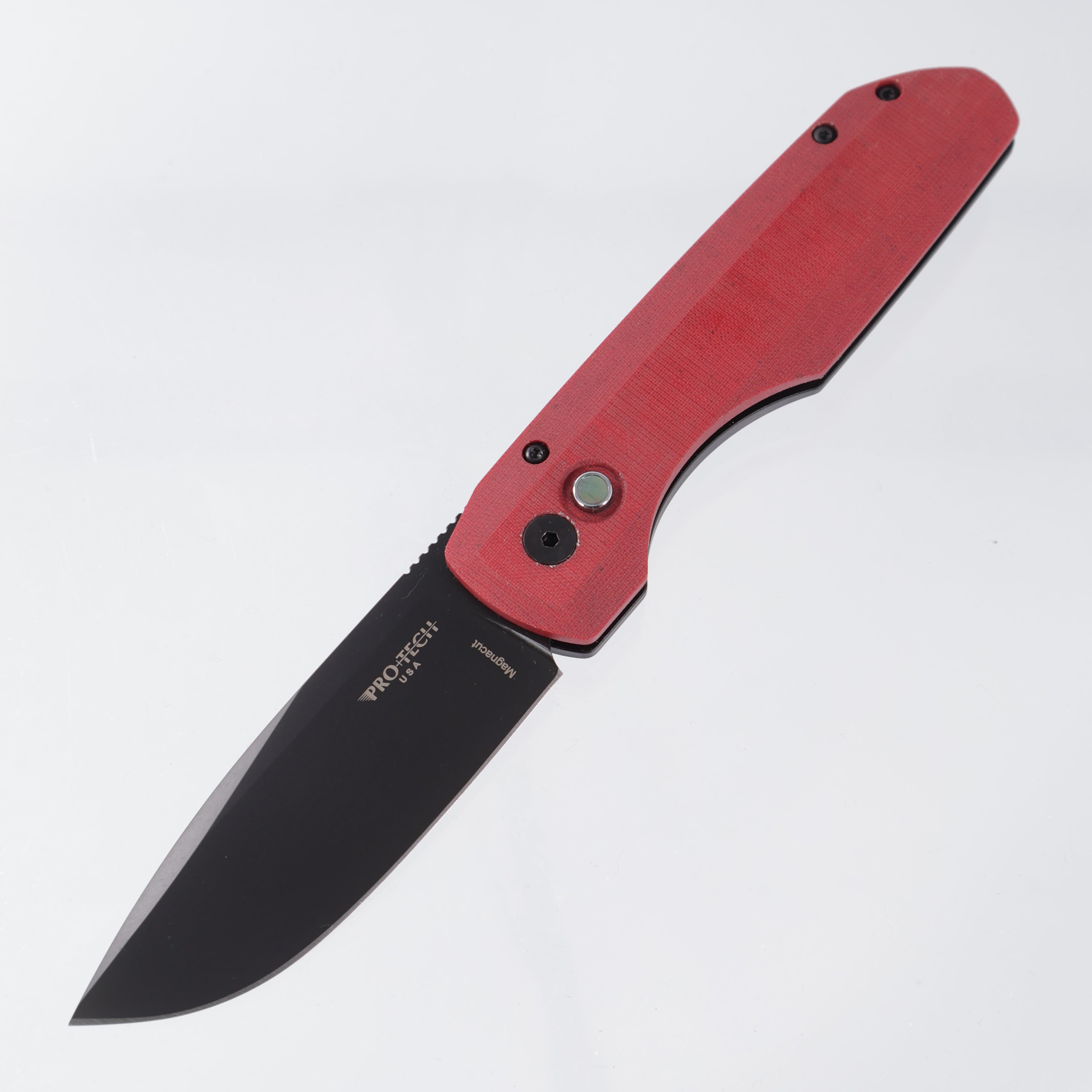 Pro-Tech x Vero Synapse Auto - Red Linen Micarta Lid - DLC Magnacut - SHOT26.VERO.1