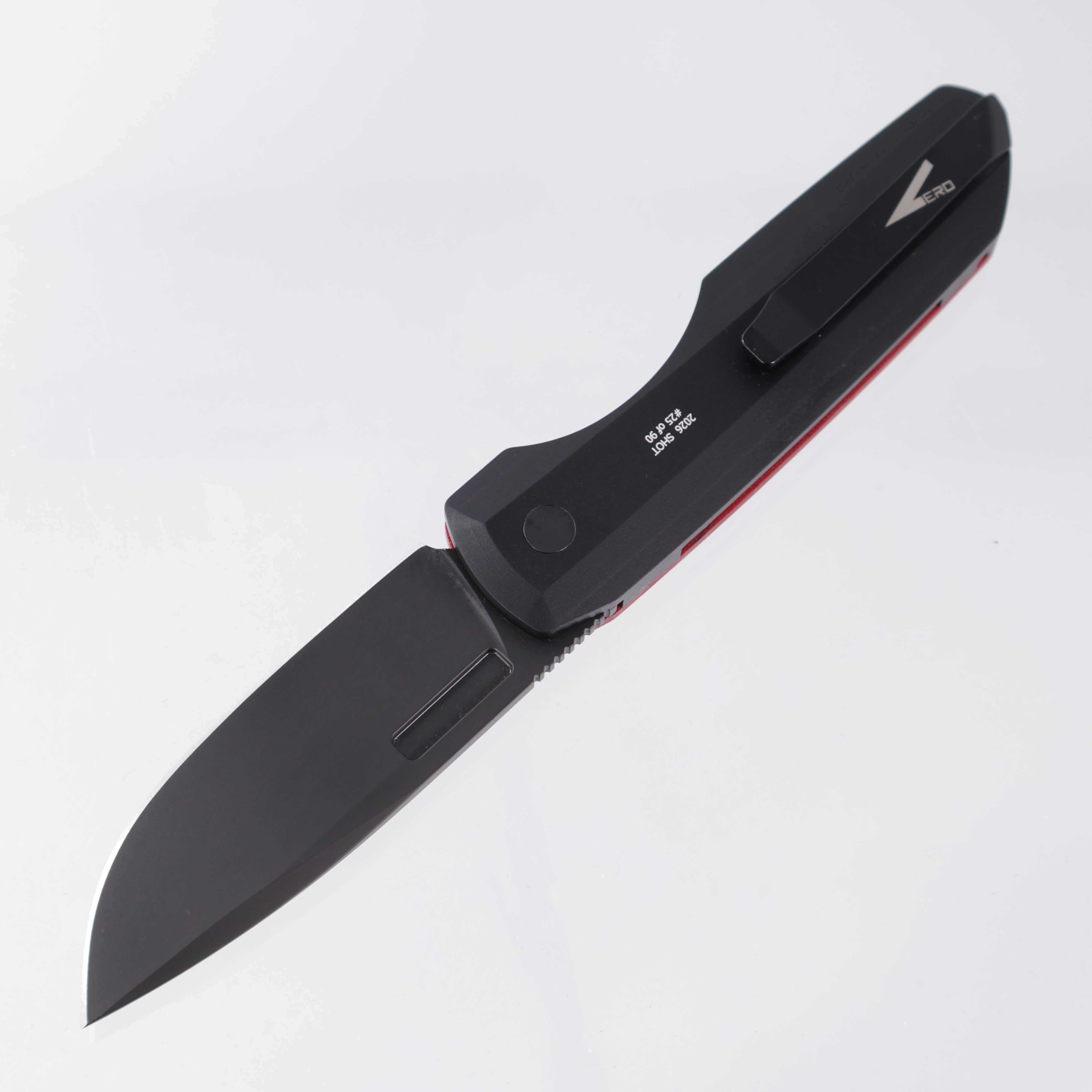 Pro-Tech x Vero Synapse Auto - Red Linen Micarta Lid - DLC Magnacut - SHOT26.VERO.1