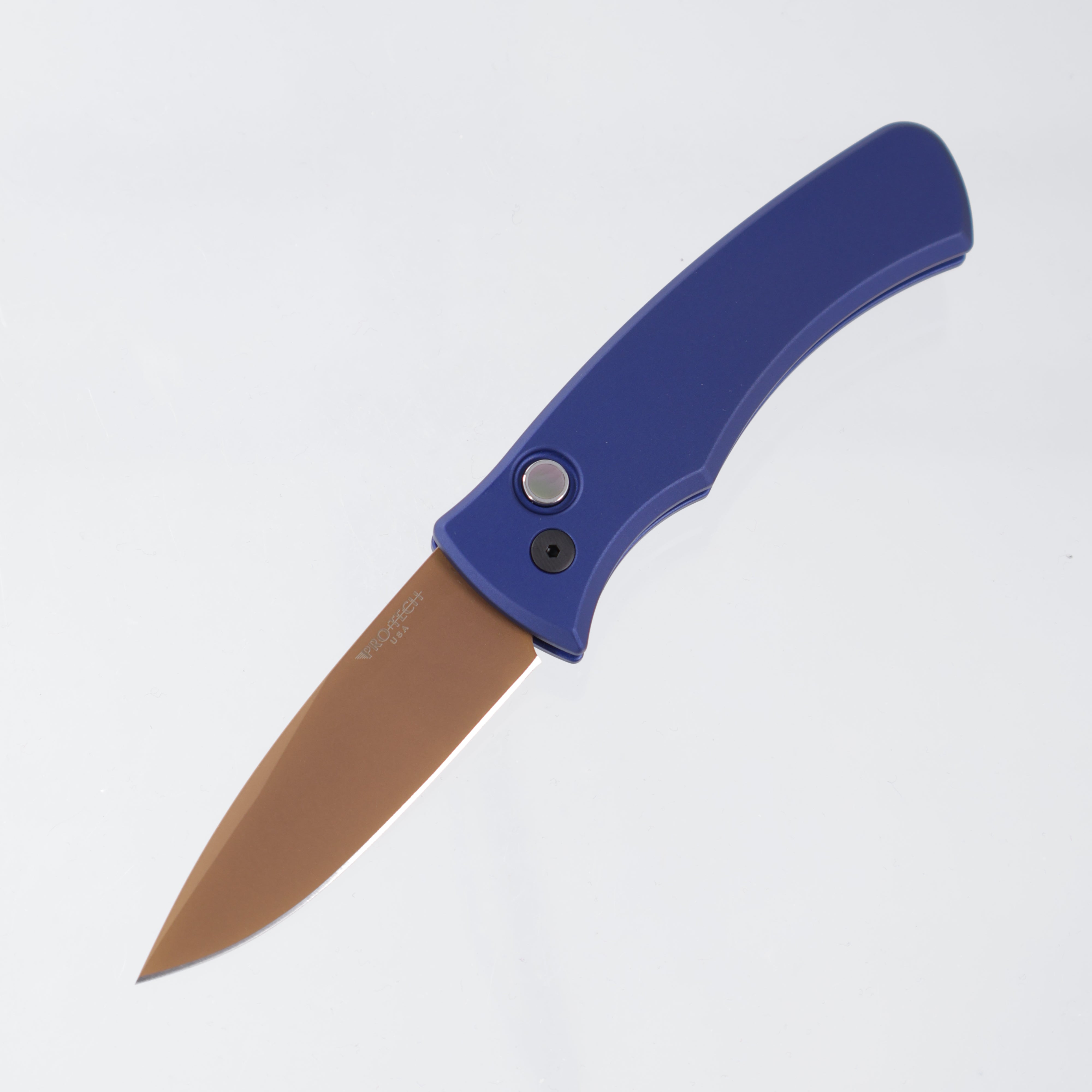 Pro-Tech Duke 2 - Magnacut FDE PVD - Navy Blue Aluminum, Black Lip Pearl Button - DUKE2103-LTD HERITAGE (Flat Dark Earth,Tan)