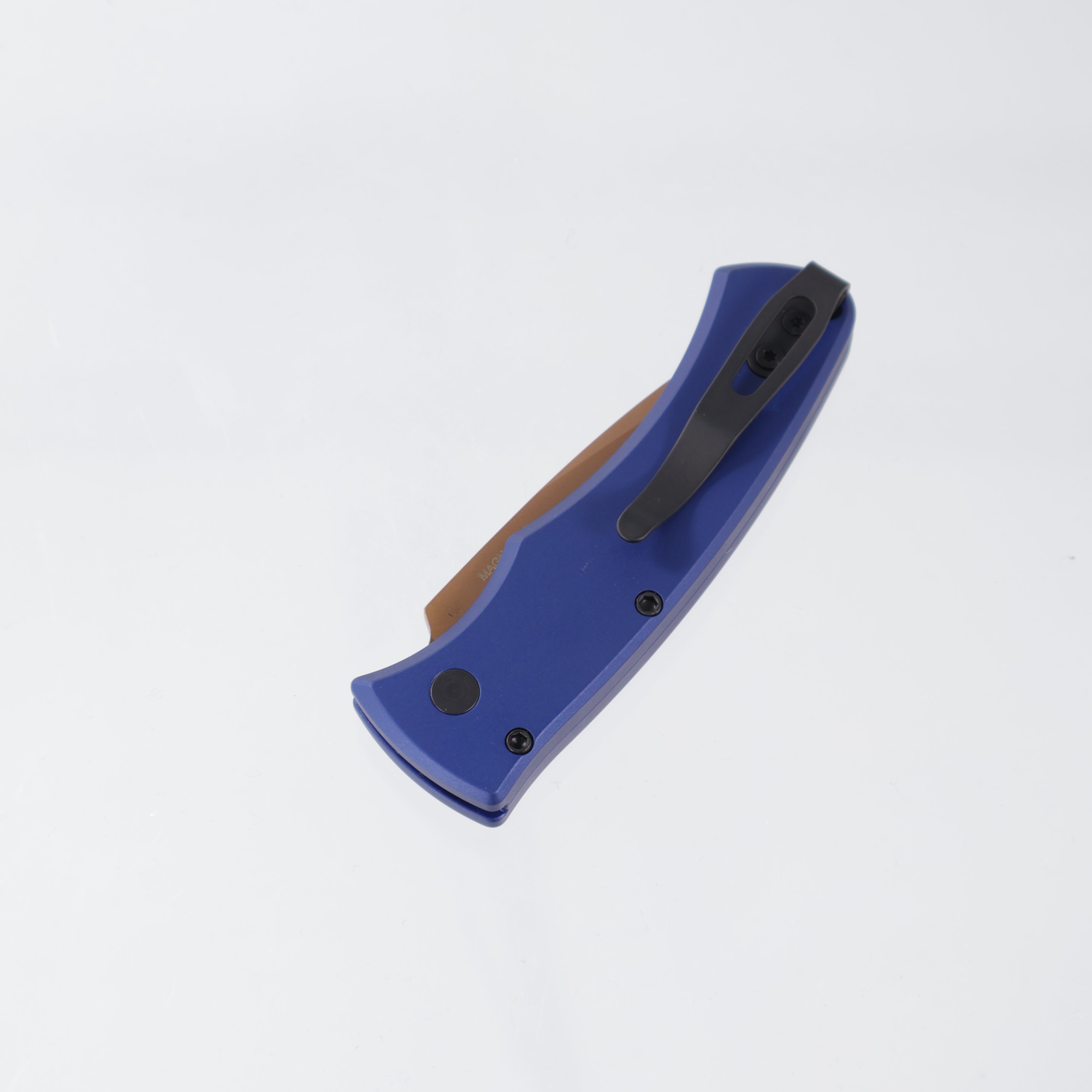 Pro-Tech Duke 2 - Magnacut FDE PVD - Navy Blue Aluminum, Black Lip Pearl Button - DUKE2103-LTD HERITAGE
