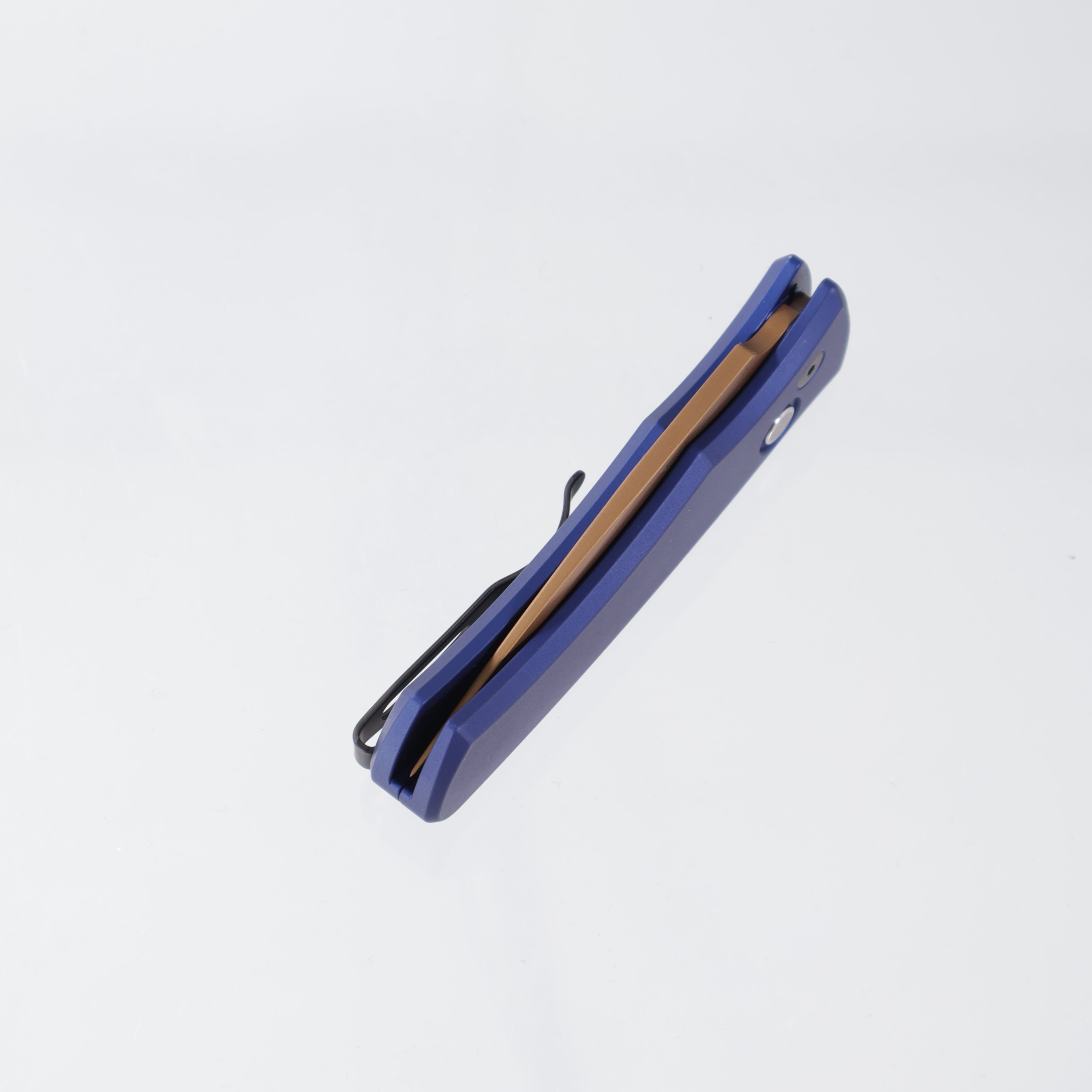 Pro-Tech Duke 2 - Magnacut FDE PVD - Navy Blue Aluminum, Black Lip Pearl Button - DUKE2103-LTD HERITAGE