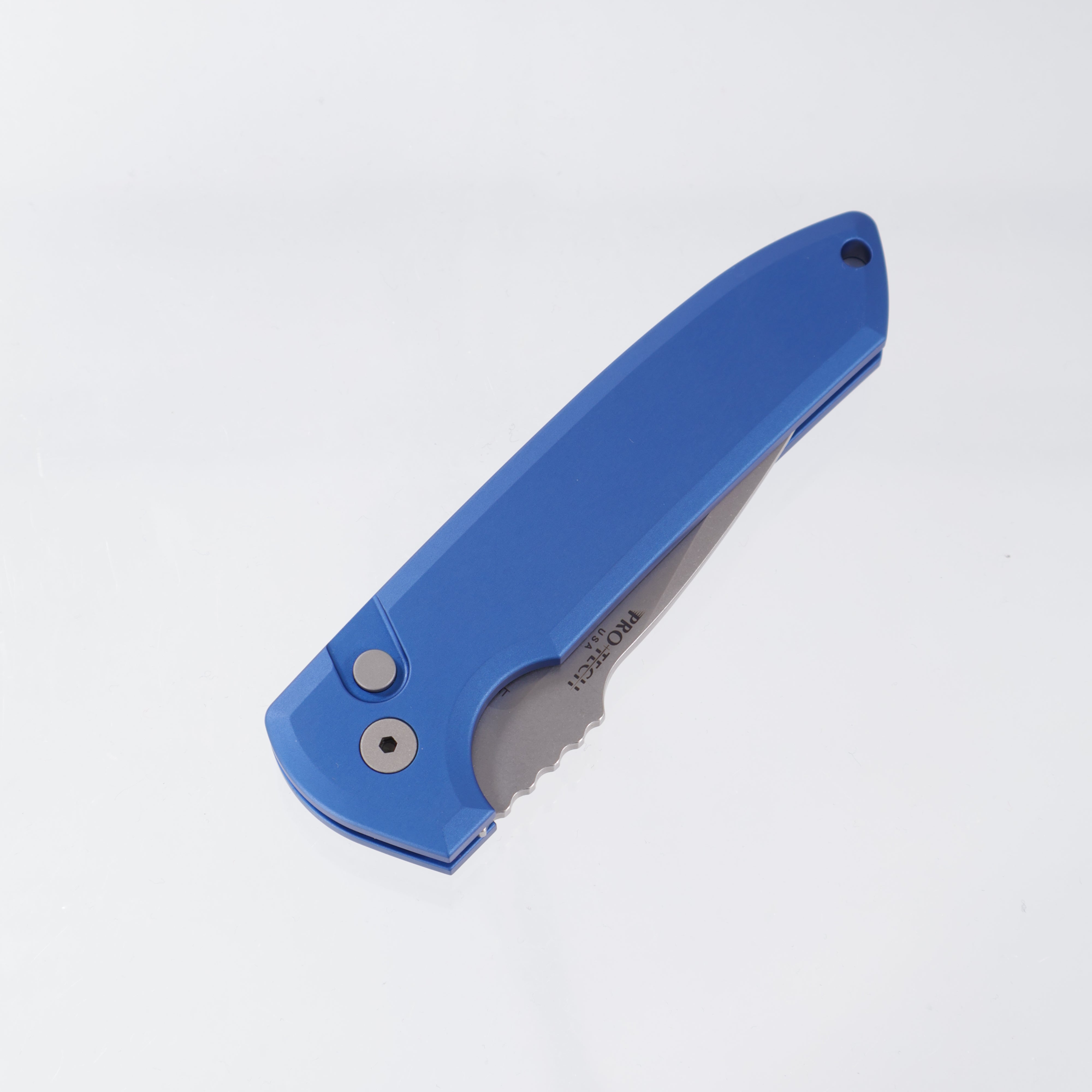 Pro-Tech Rockeye Auto - Magnacut Stonewash - Blue Aluminum - LG3101-BLUE
