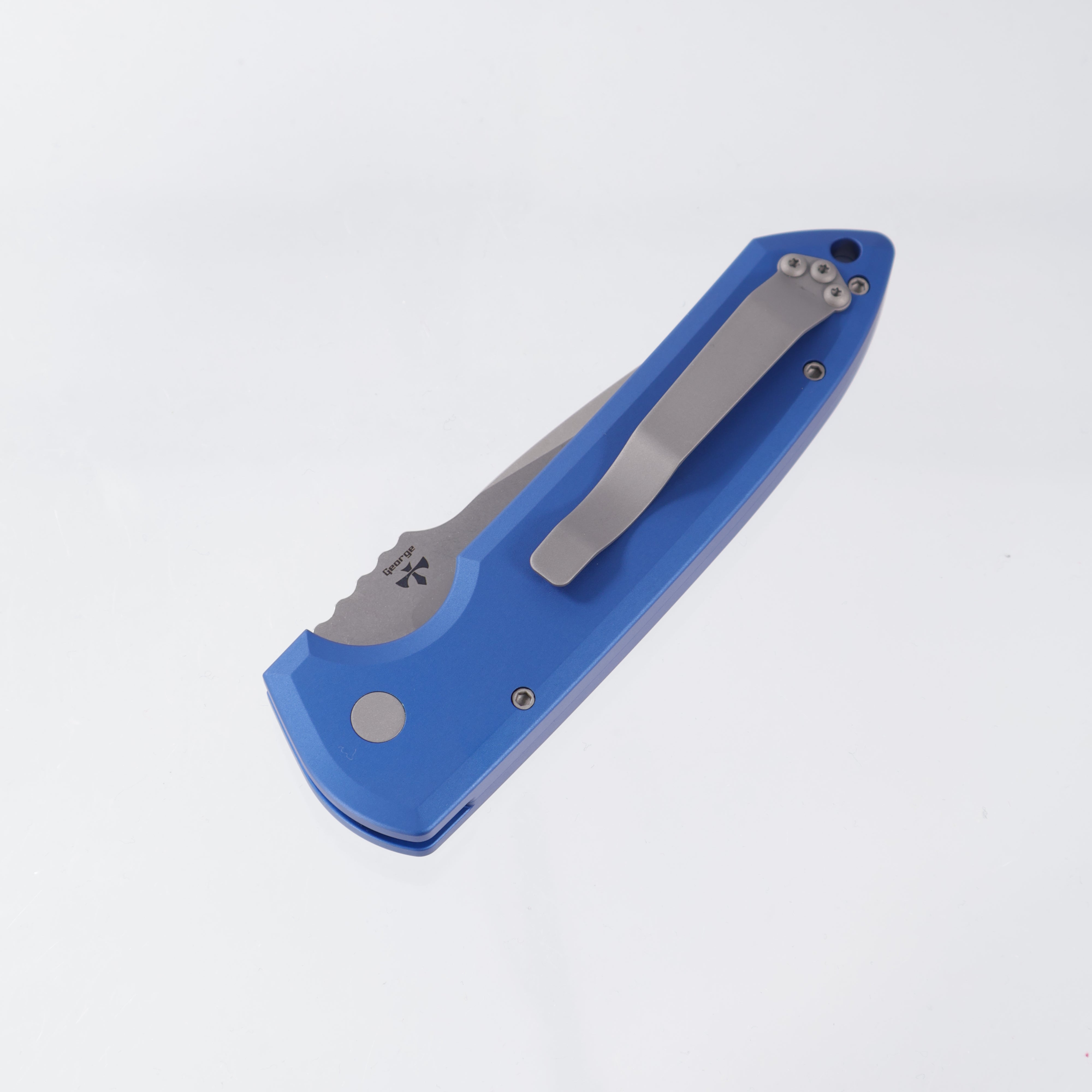 Pro-Tech Rockeye Auto - Magnacut Stonewash - Blue Aluminum - LG3101-BLUE