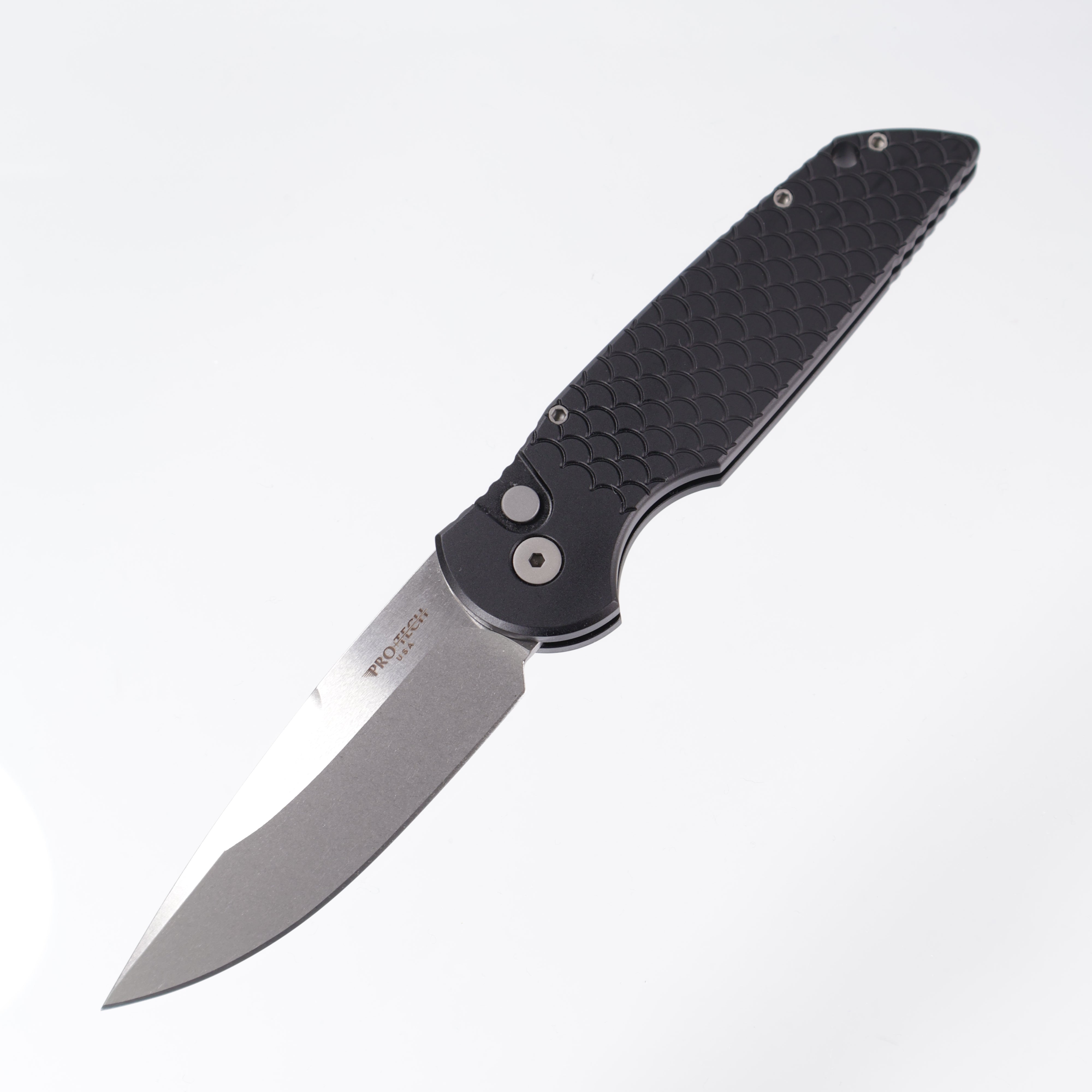 Pro-Tech TR-3 X1 Auto - Black Aluminum w/ Fishscale Texture - Stonewash 154CM - TR-3 X1 SW (TR3)