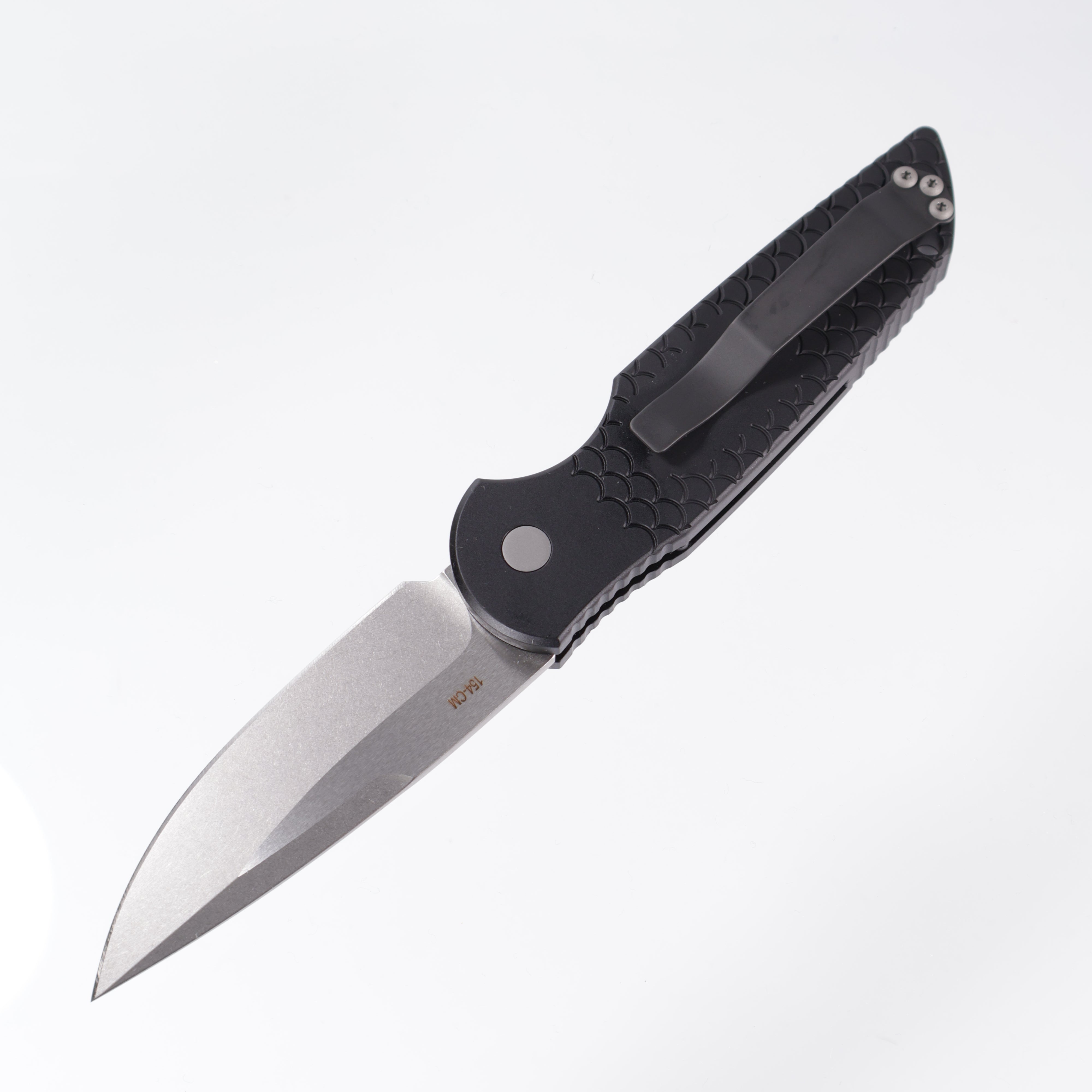 Pro-Tech TR-3 X1 Auto - Black Aluminum w/ Fishscale Texture - Stonewash 154CM - TR-3 X1 SW (TR3)