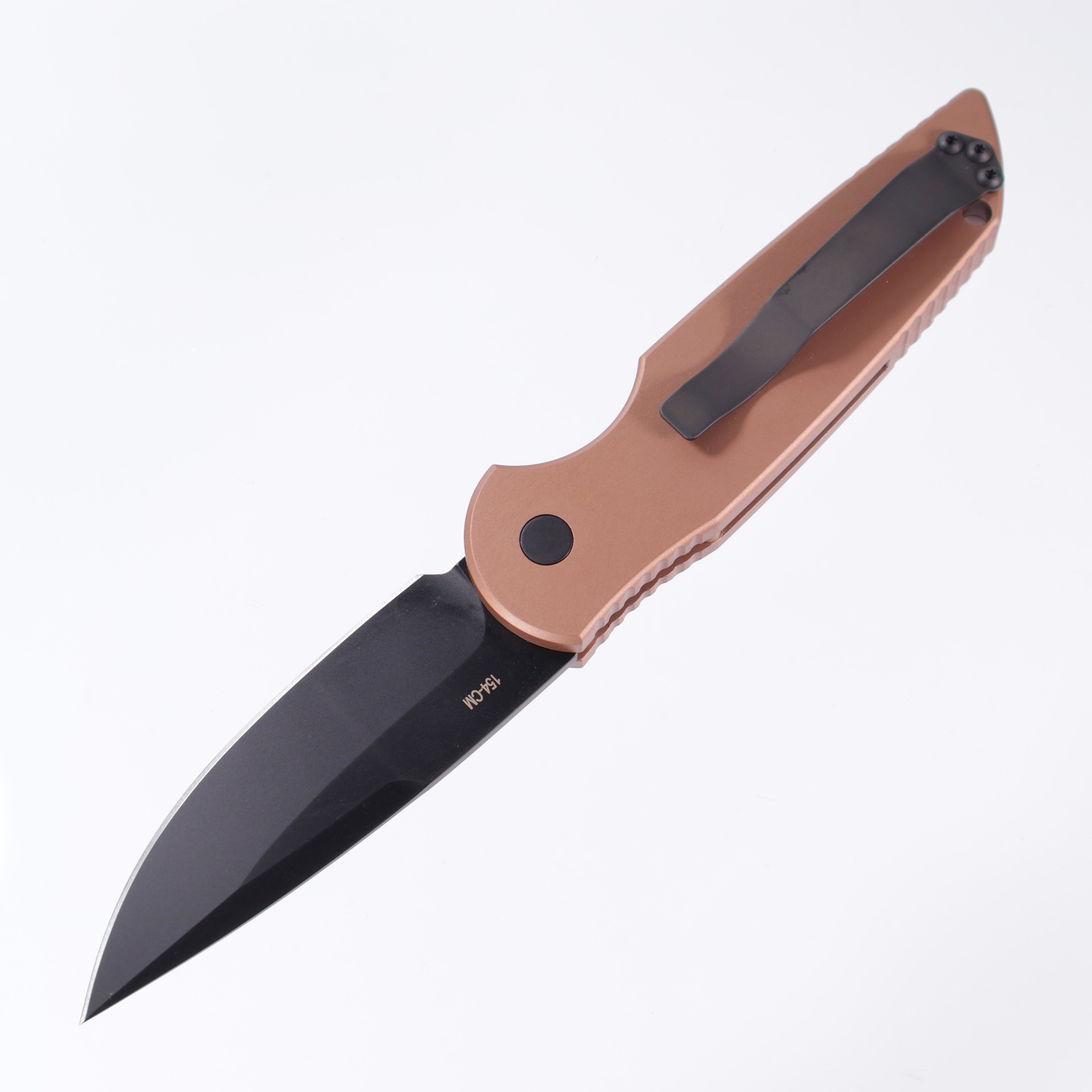 Pro-Tech TR-3 - FDE Aluminum w/ Grooves - DLC 154CM - TR-3 BT FDE (Tan, TR3)