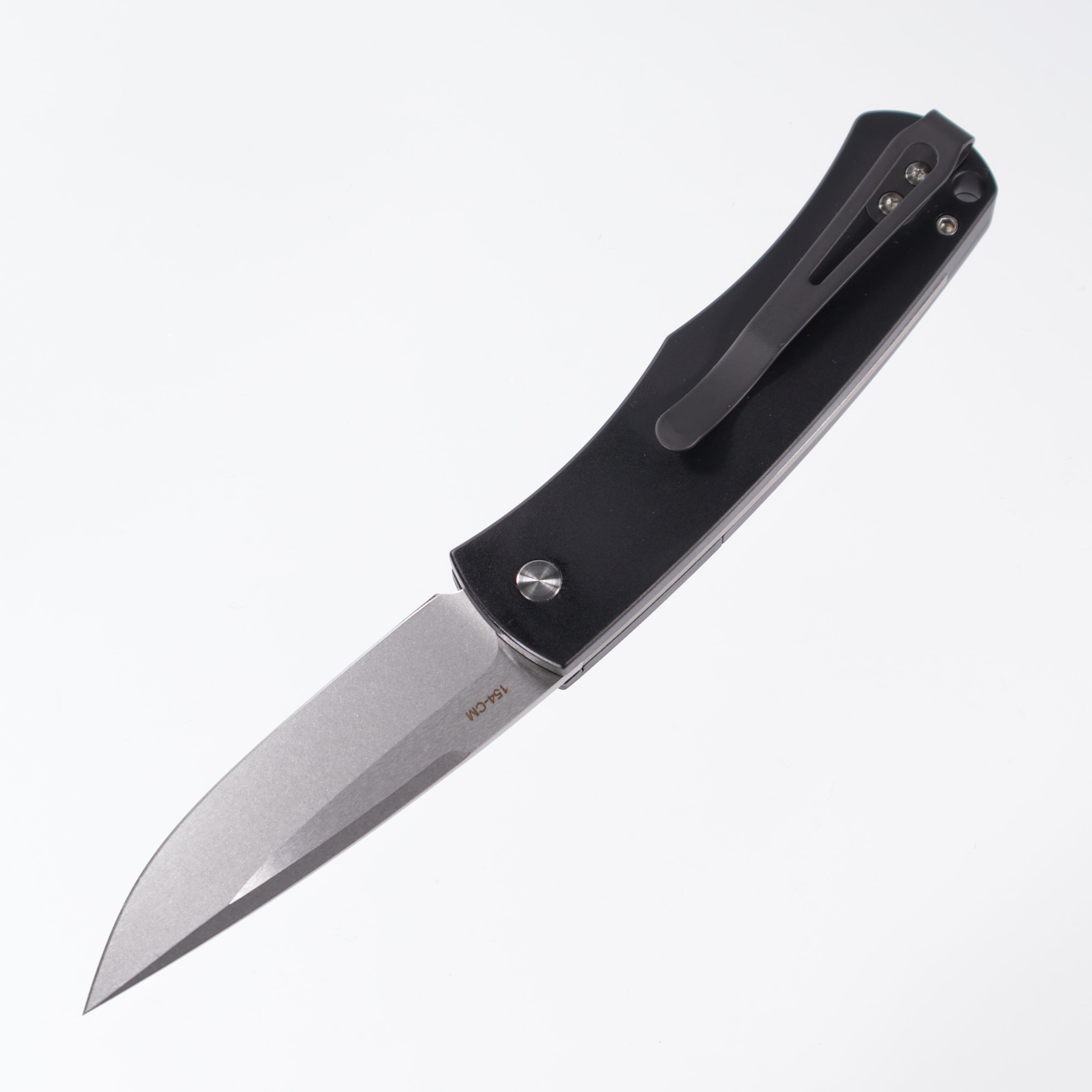 Pro-Tech Whiskers - Black Aluminum w/ Textured Bolster - Stonewash 154CM - BR-1.3