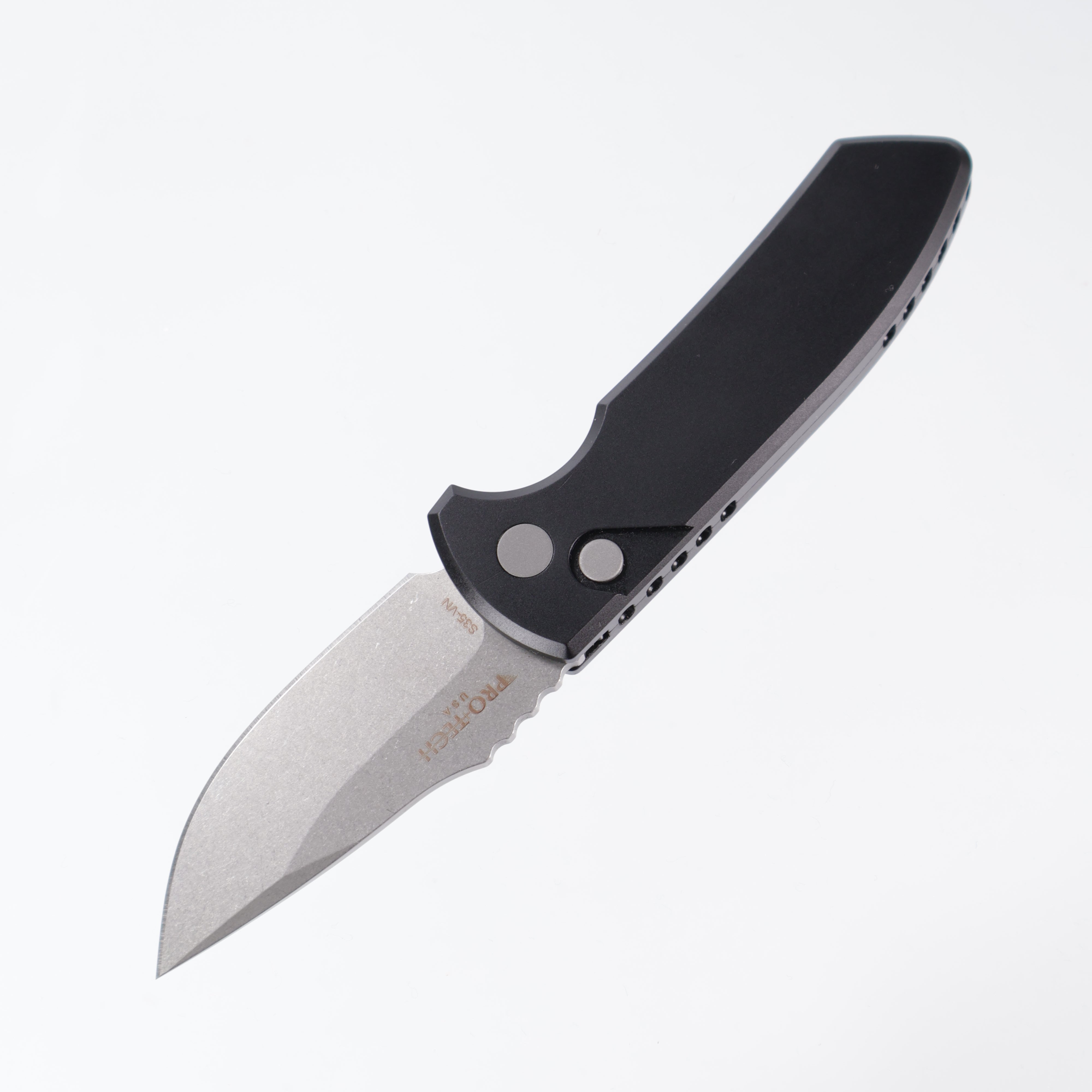 Protech SBR LG401-LH *Left Handed* - Black Handle - Stonewash S35VN