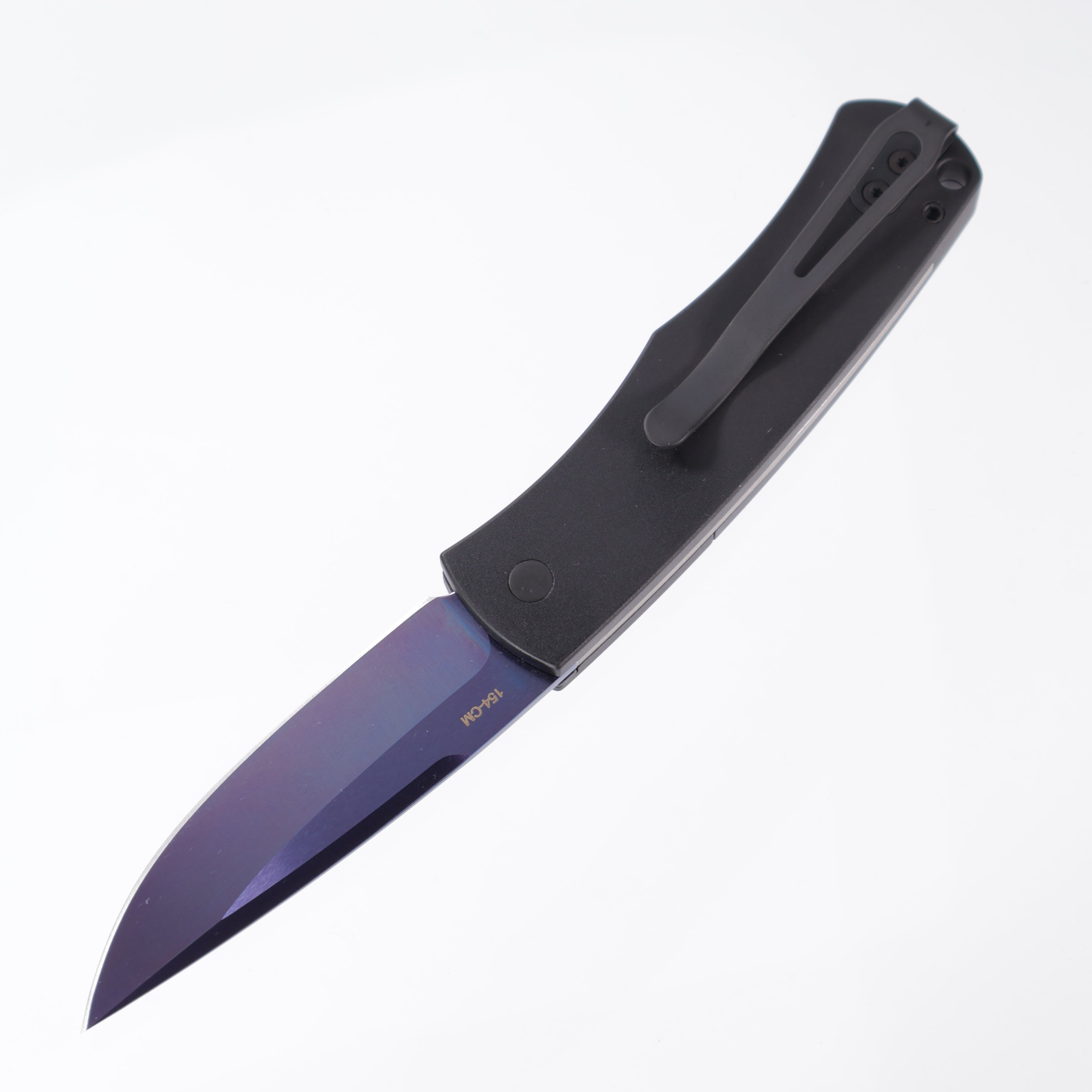 Pro-Tech Whiskers - Black Aluminum w/ Textured Bolster - Sapphire 154CM - BR-1 SB