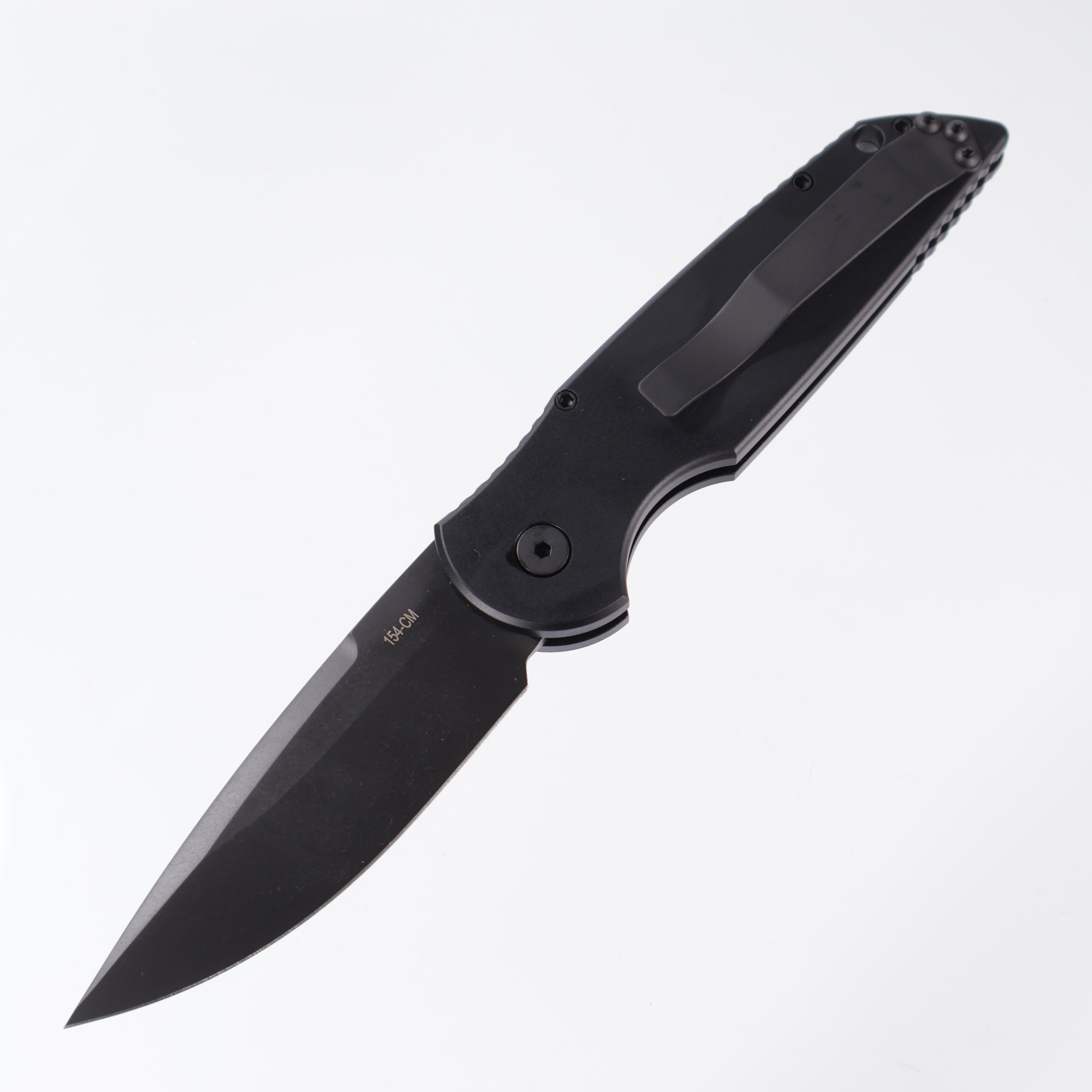 Pro-Tech TR-3 Auto *Left-Handed* - Black Aluminum w/ Grooves - DLC 154CM - TR-3 L-2 (TR3)