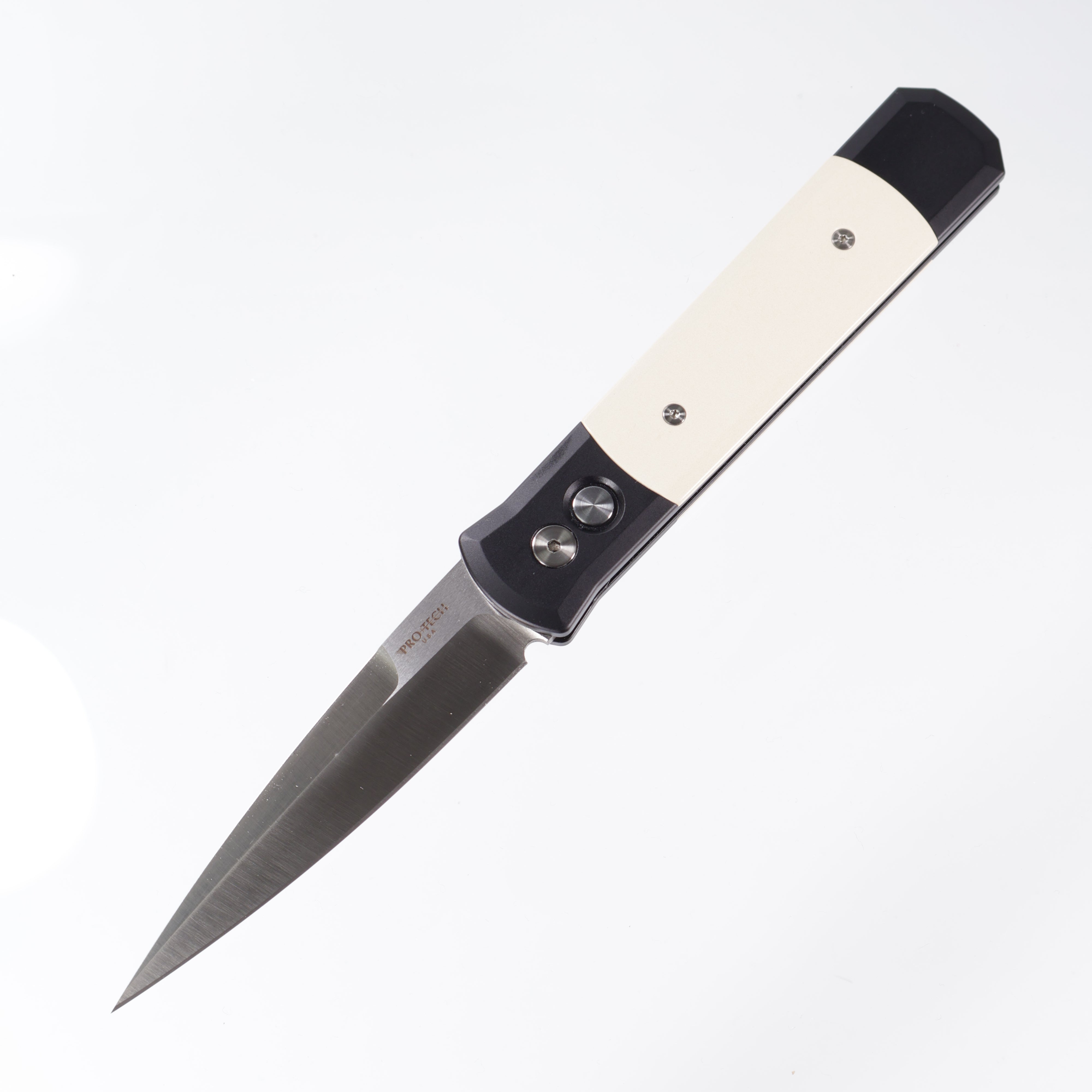 Pro-Tech Godfather Tuxedo - Black Aluminum w/ Ivory Micarta Inlays - Satin 154CM - 951