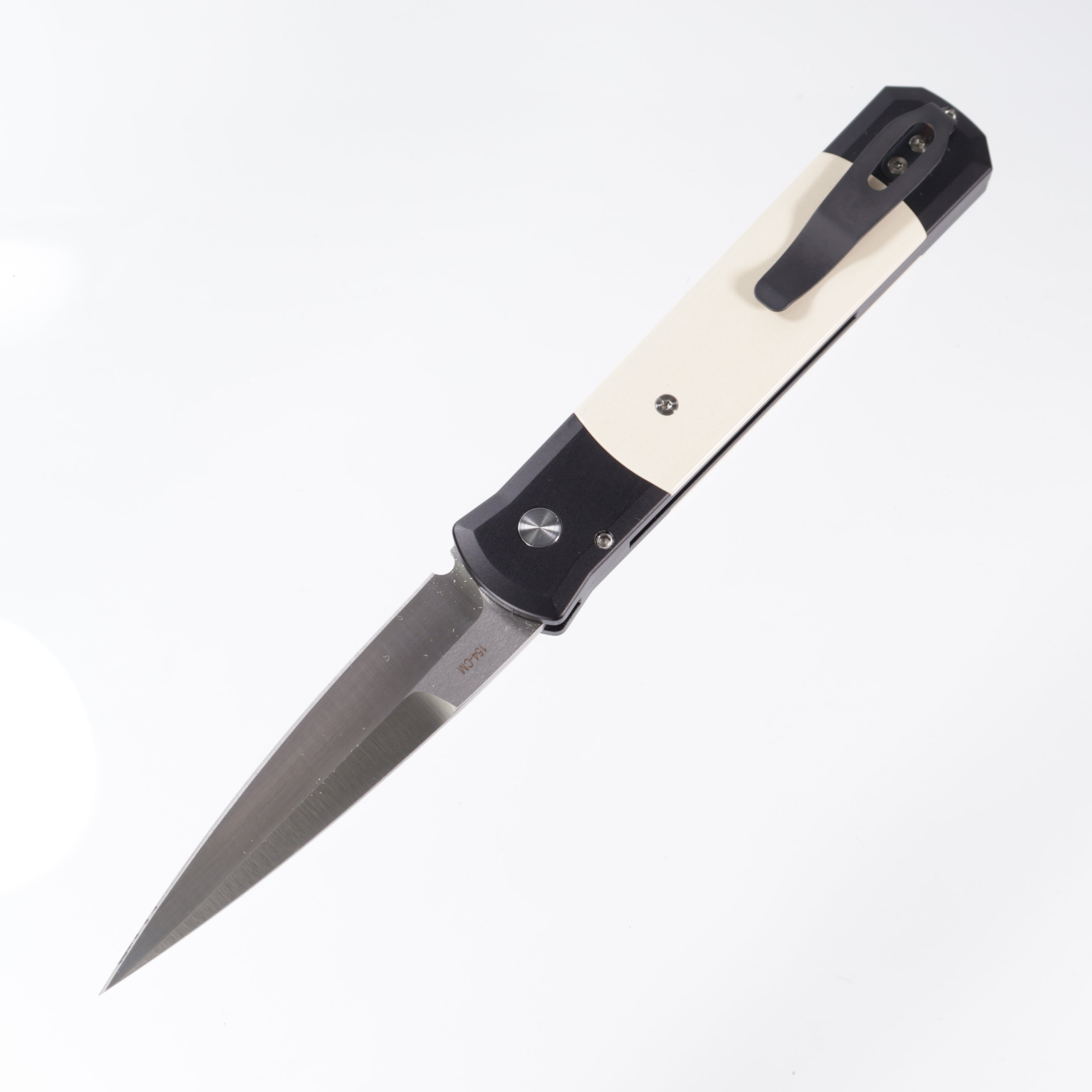 Pro-Tech Godfather Tuxedo - Black Aluminum w/ Ivory Micarta Inlays - Satin 154CM - 951