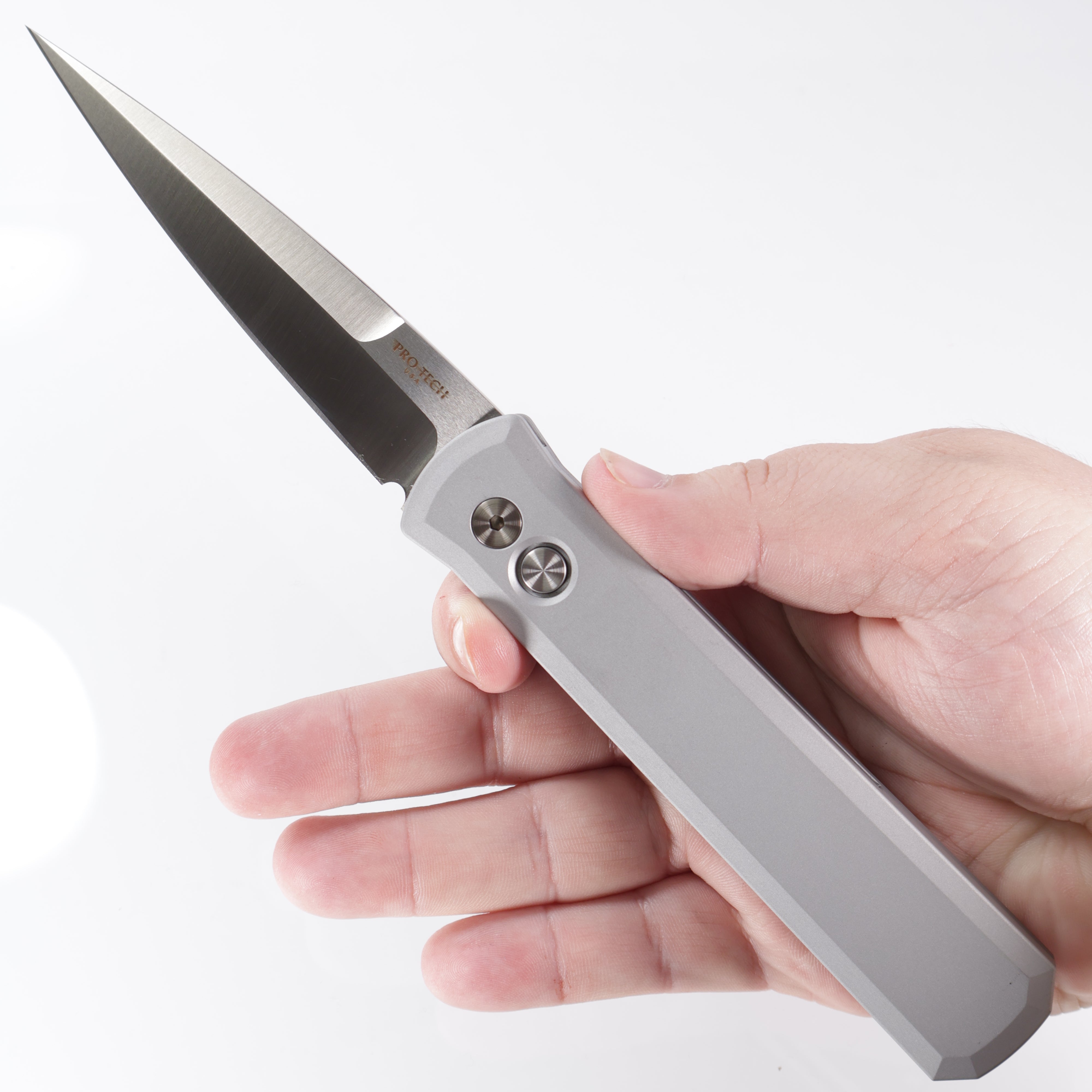 Pro-Tech Godfather - Grey Aluminum - Satin 154CM - 921-Satin-Grey