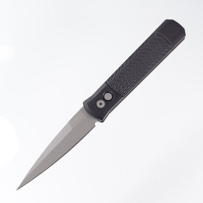 Pro-Tech Godfather - Jigged Black Aluminum - Beadblast 154CM - 924