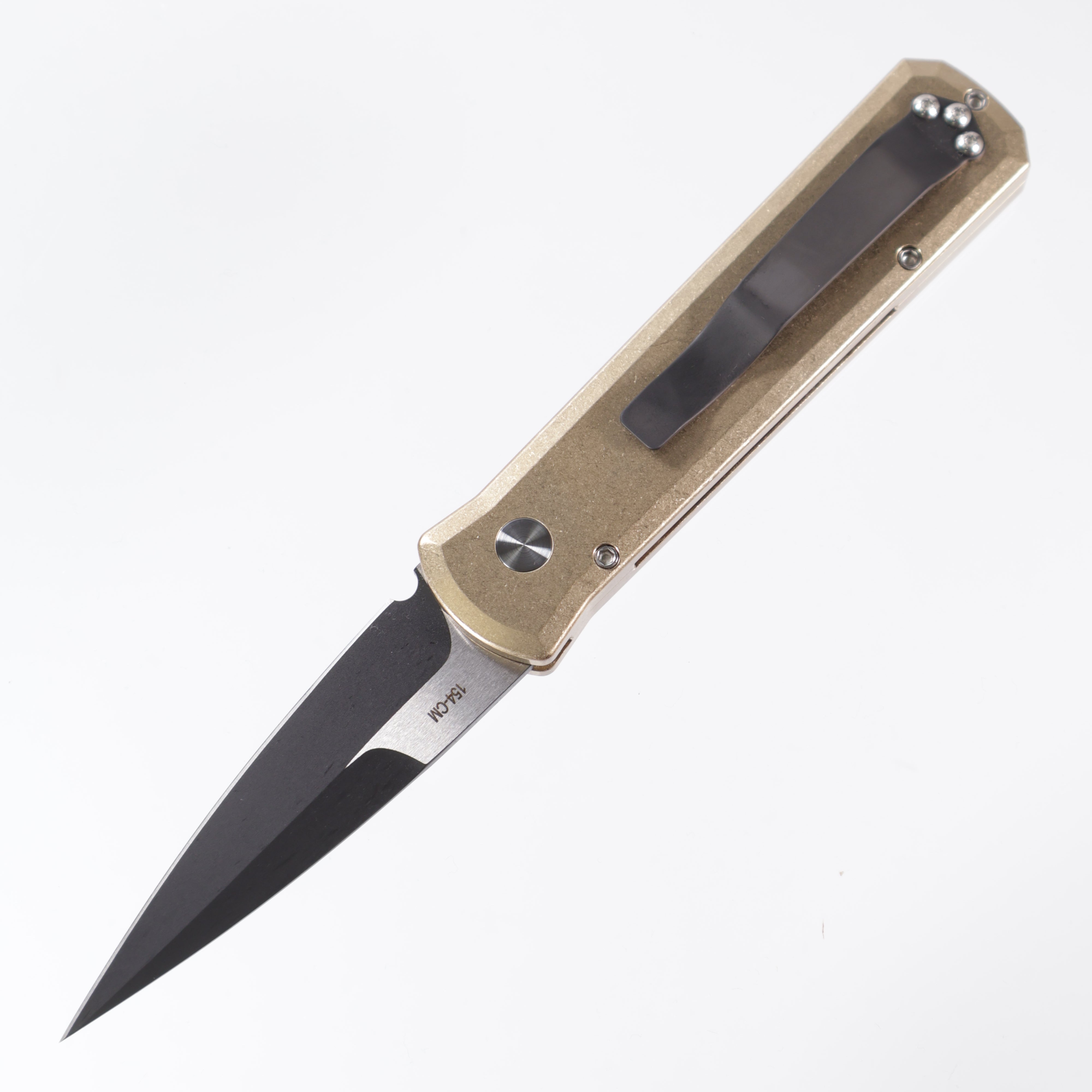Pro-Tech Godson Custom - AlBronze Handle w/ Mother of Pearl Button - Two-Tone DLC 154CM - 7111 Custom